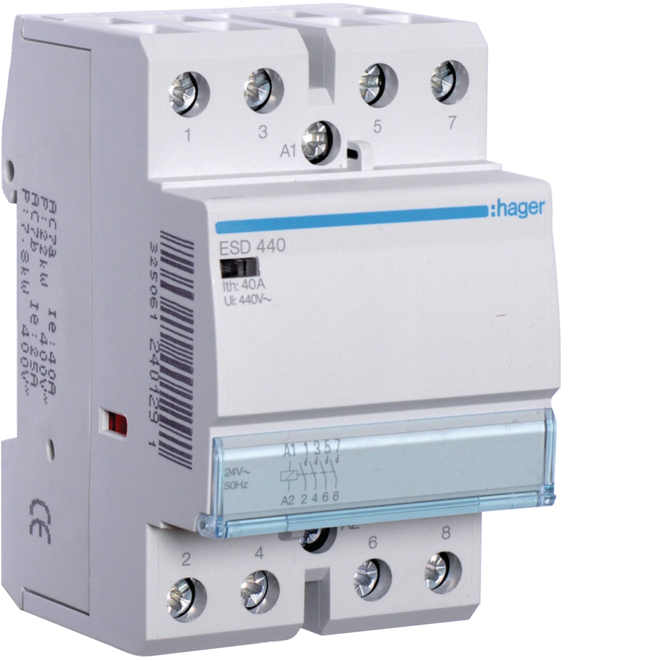 HAGER BOCCHIOTTI - Contattore standard 4 NA 24 V AC 40 A 3 moduli DIN