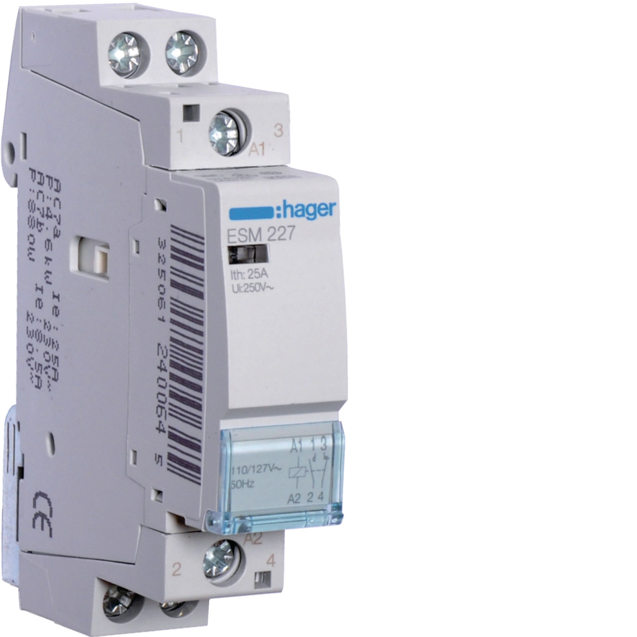HAGER BOCCHIOTTI - Contattore 25 A 110 - 127 V AC 1 NA + 1 NC 1 modulo DIN