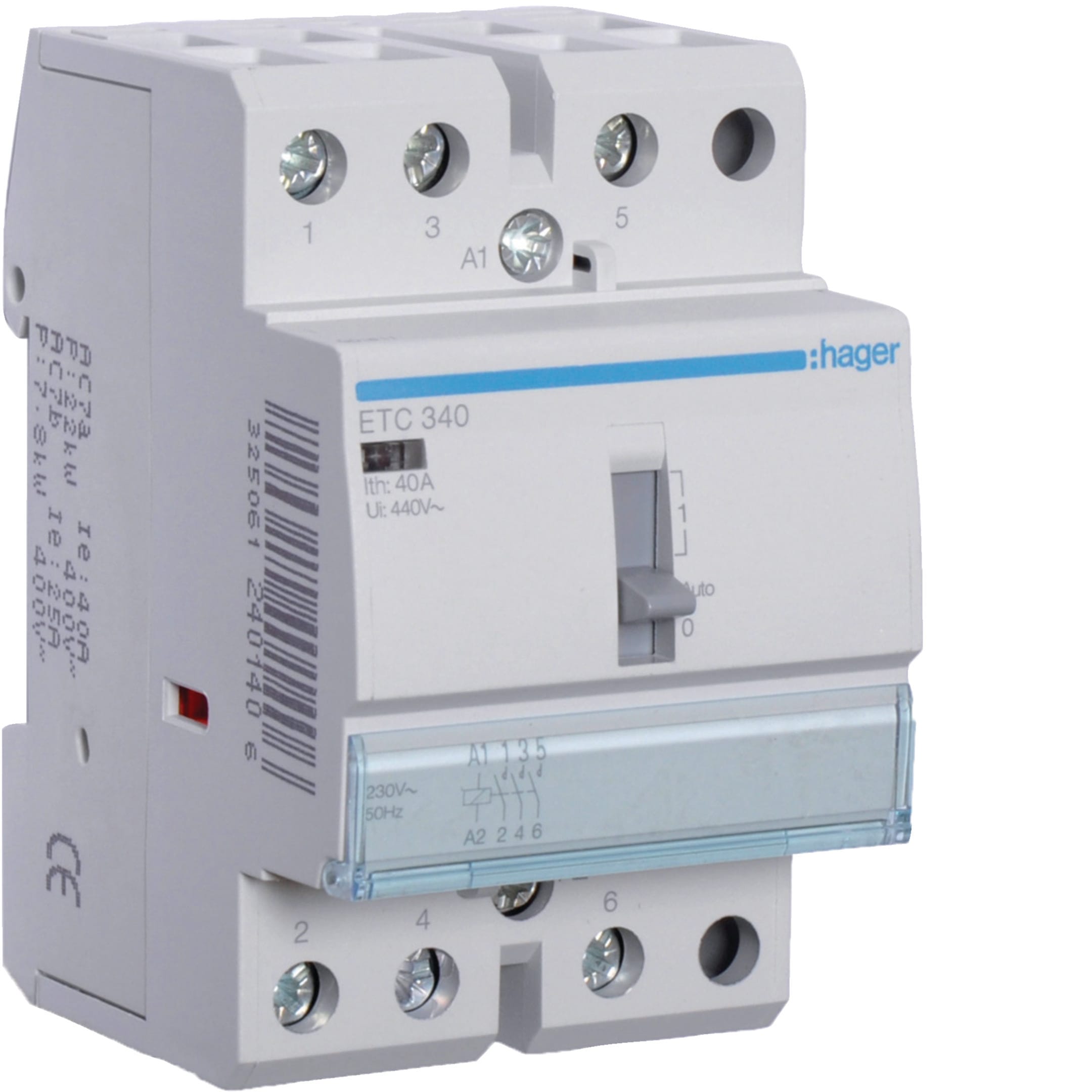 HAGER BOCCHIOTTI - Contattore giorno / notte 40 A 230 V AC 3 NA 3 moduli DIN