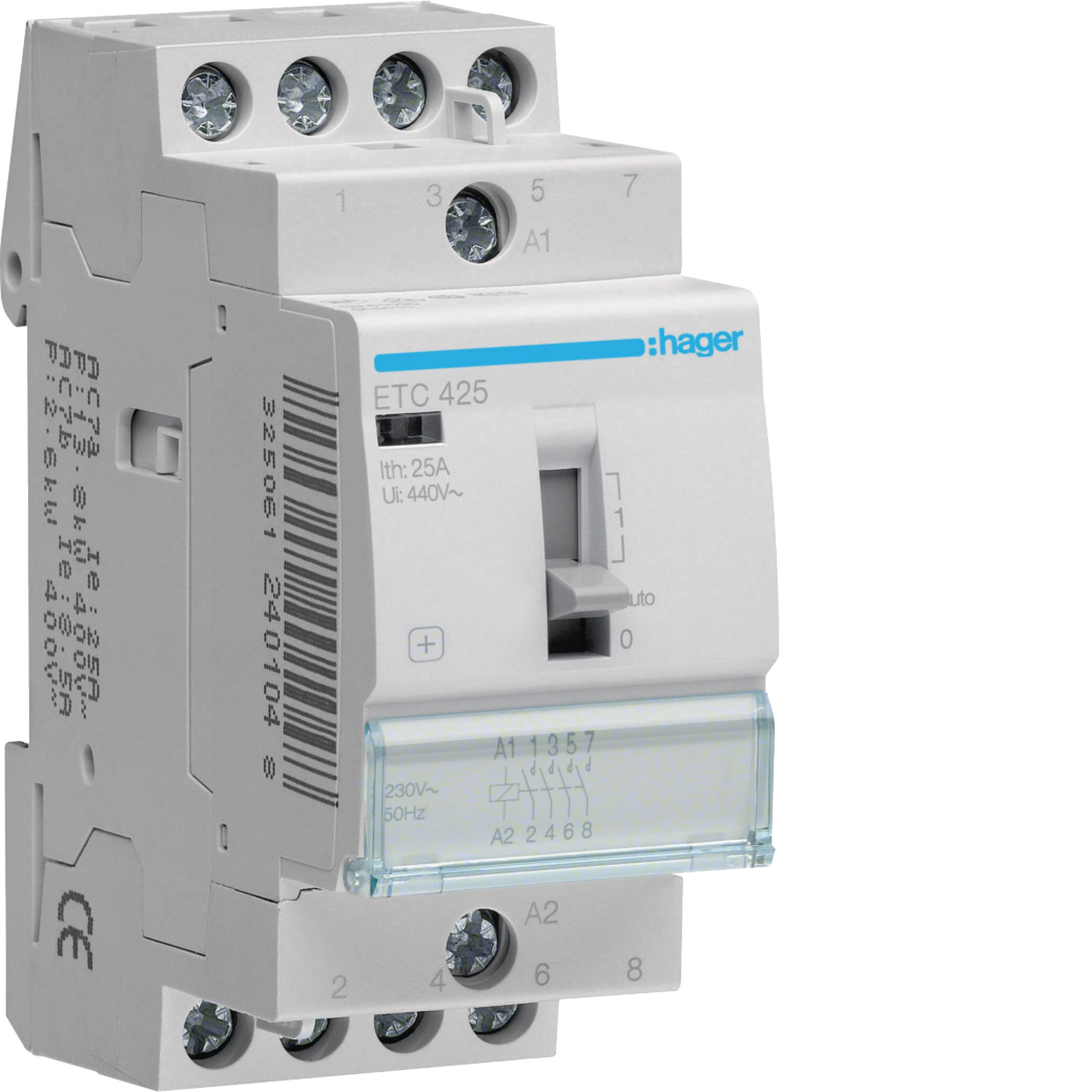 HAGER BOCCHIOTTI - Contattore giorno / notte 25 A 230 V AC 4 NA 2 moduli