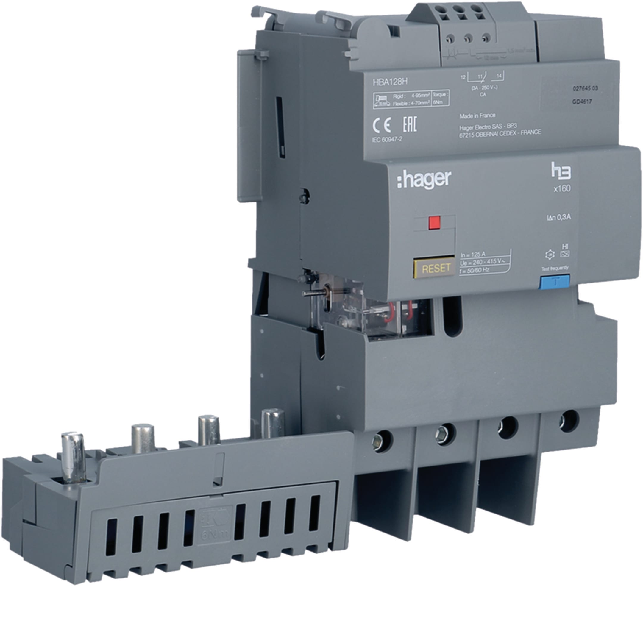 HAGER BOCCHIOTTI - Blocco differenziale h3 x160 4P 125A Idn fisso