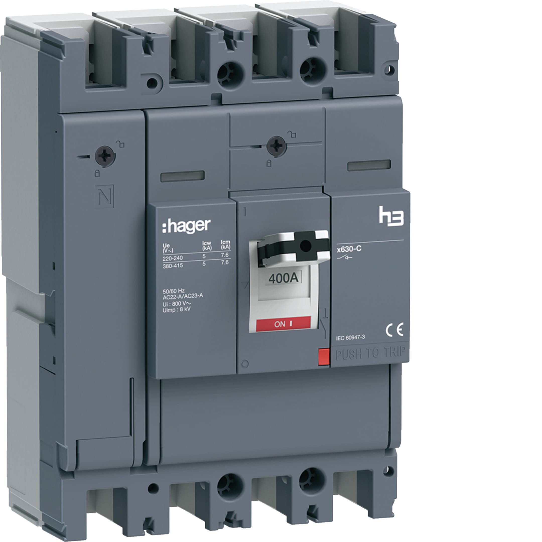 HAGER BOCCHIOTTI - Interruttore manovra sezionatore h3 x630 4P 400A
