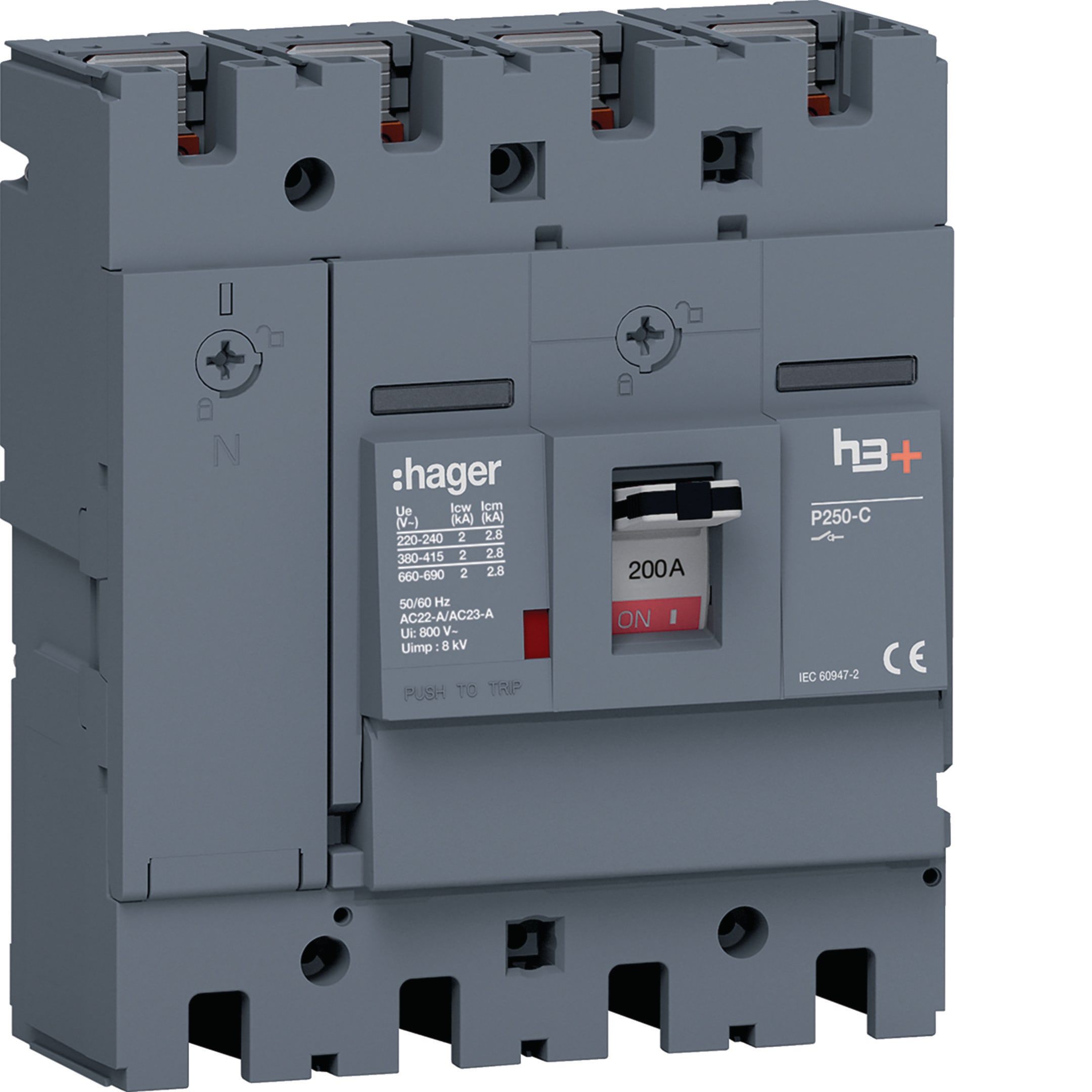 HAGER BOCCHIOTTI - Interruttore manovra sezionatore h3+ P250 4P 200A