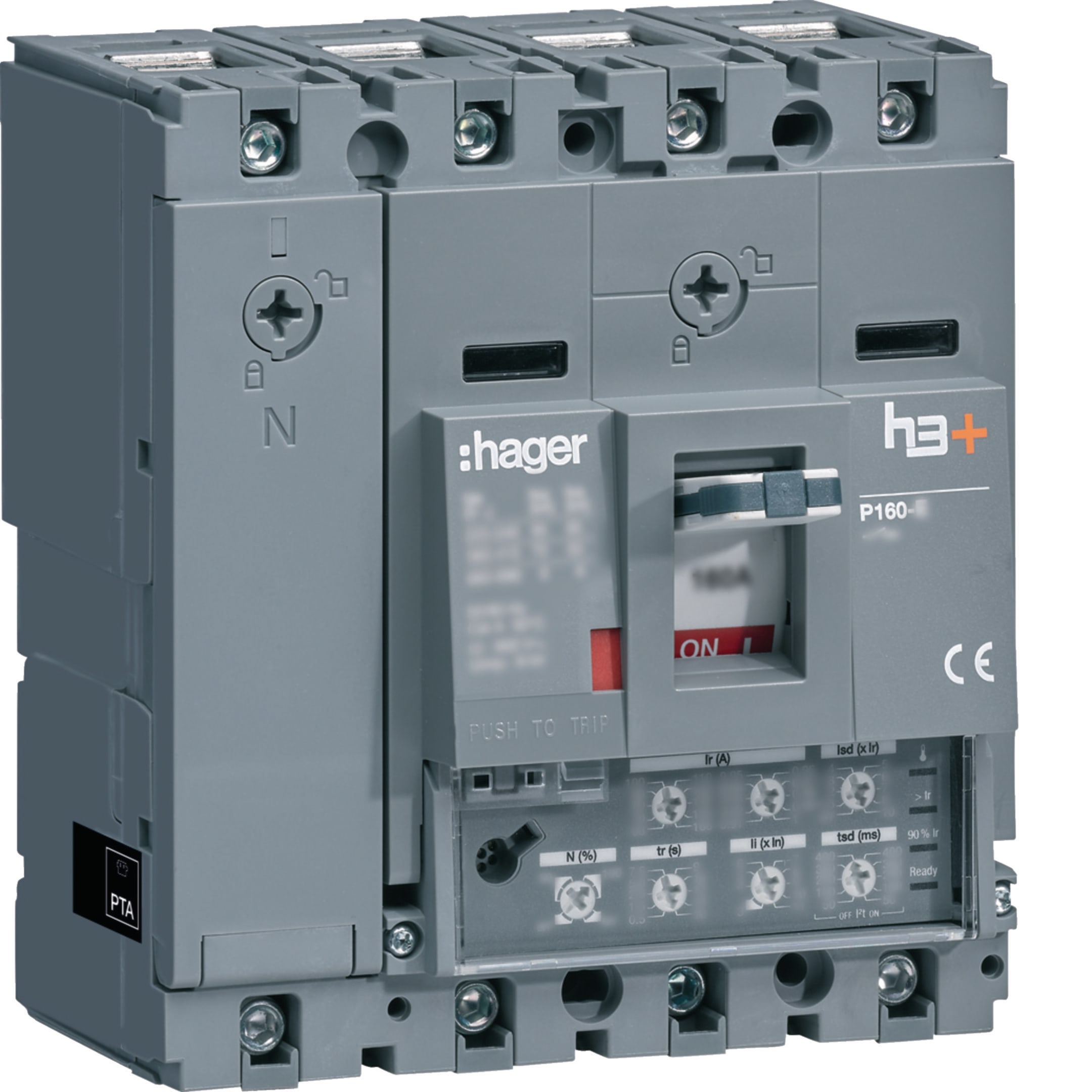 HAGER BOCCHIOTTI - Interruttore automatico scatolato h3+ P160 LSI 4P 25kA 160A neutro regolabile