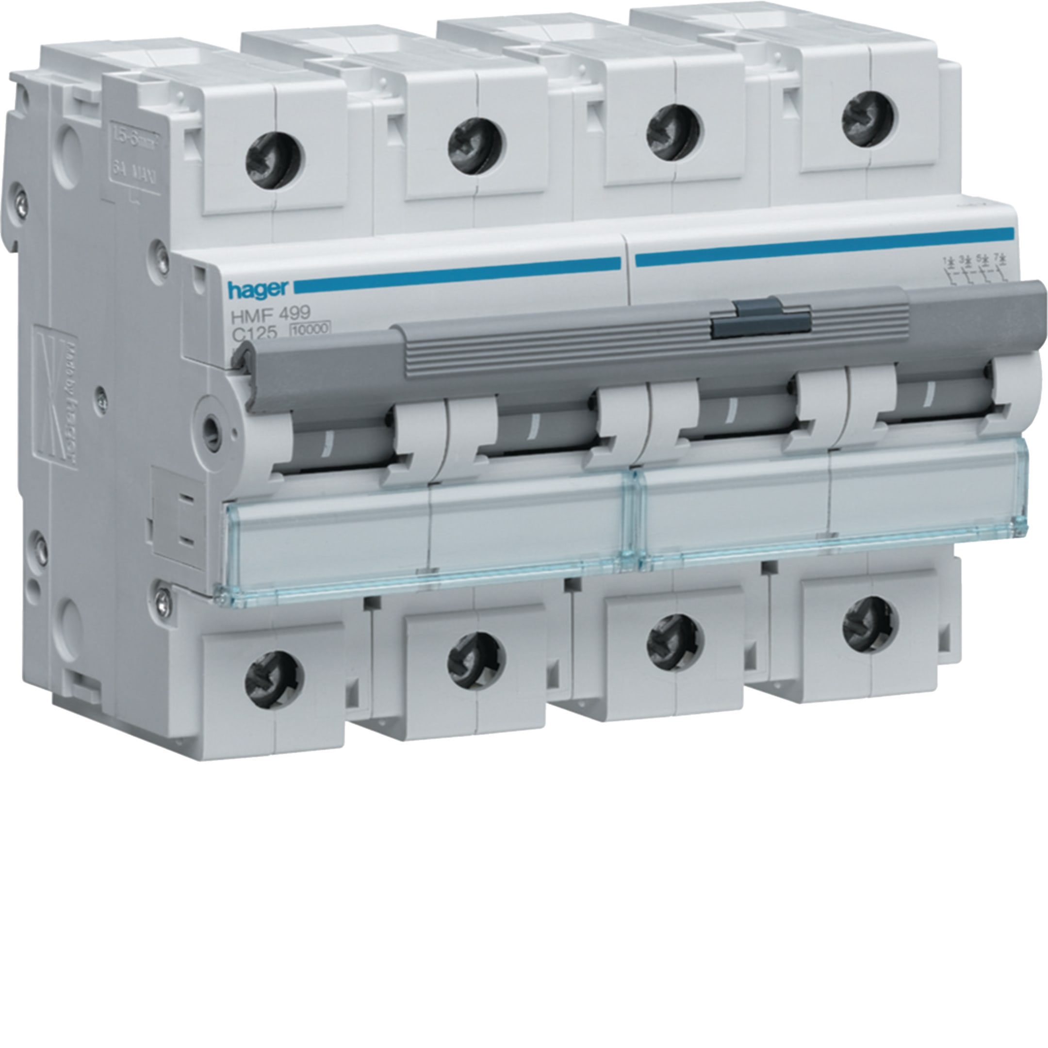 HAGER BOCCHIOTTI - Interruttore automatico magnetotermico 10000A 10kA 4P curva C 125A 6M