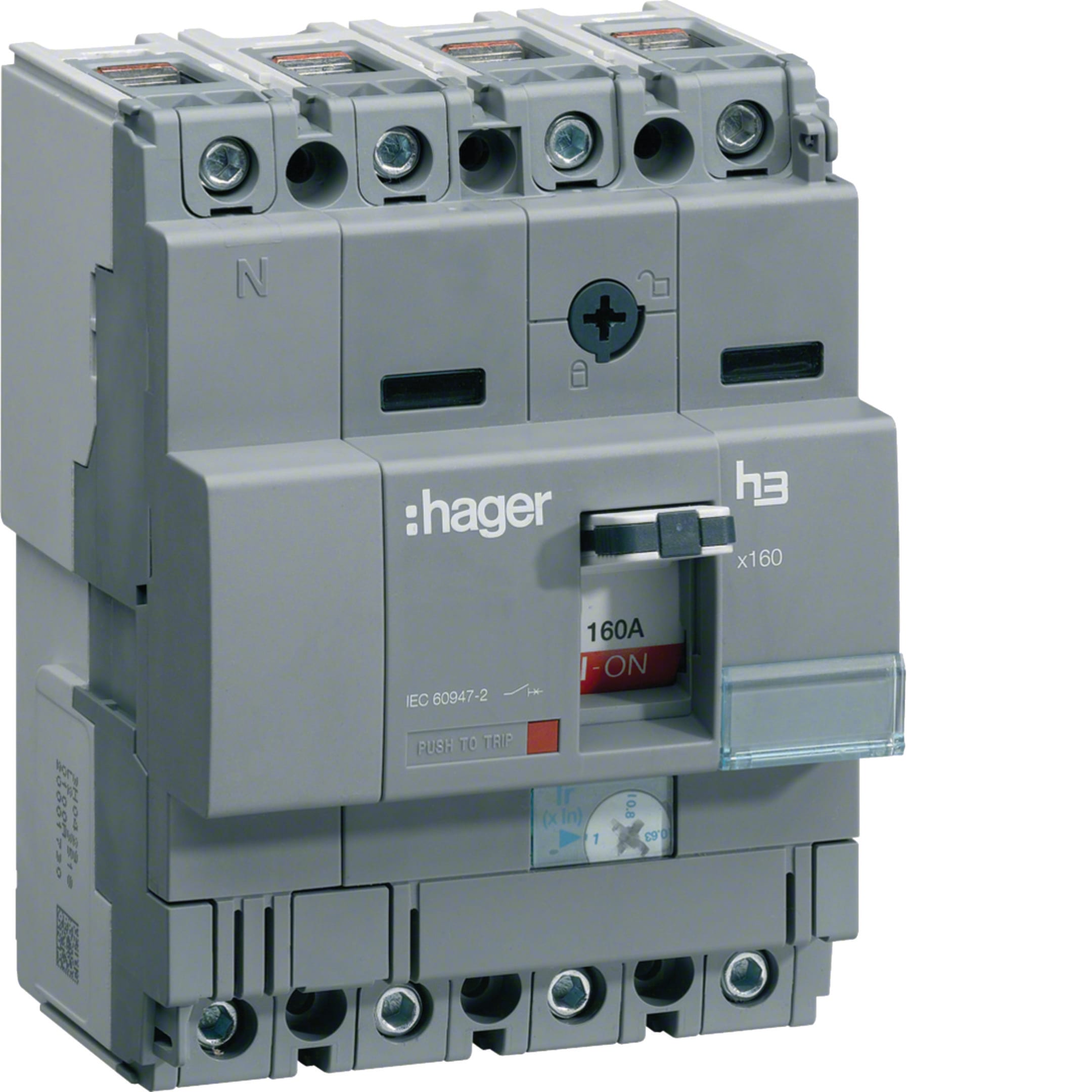 HAGER BOCCHIOTTI - Interruttore automatico scatolato h3 x160 TM 4P 40kA 100A