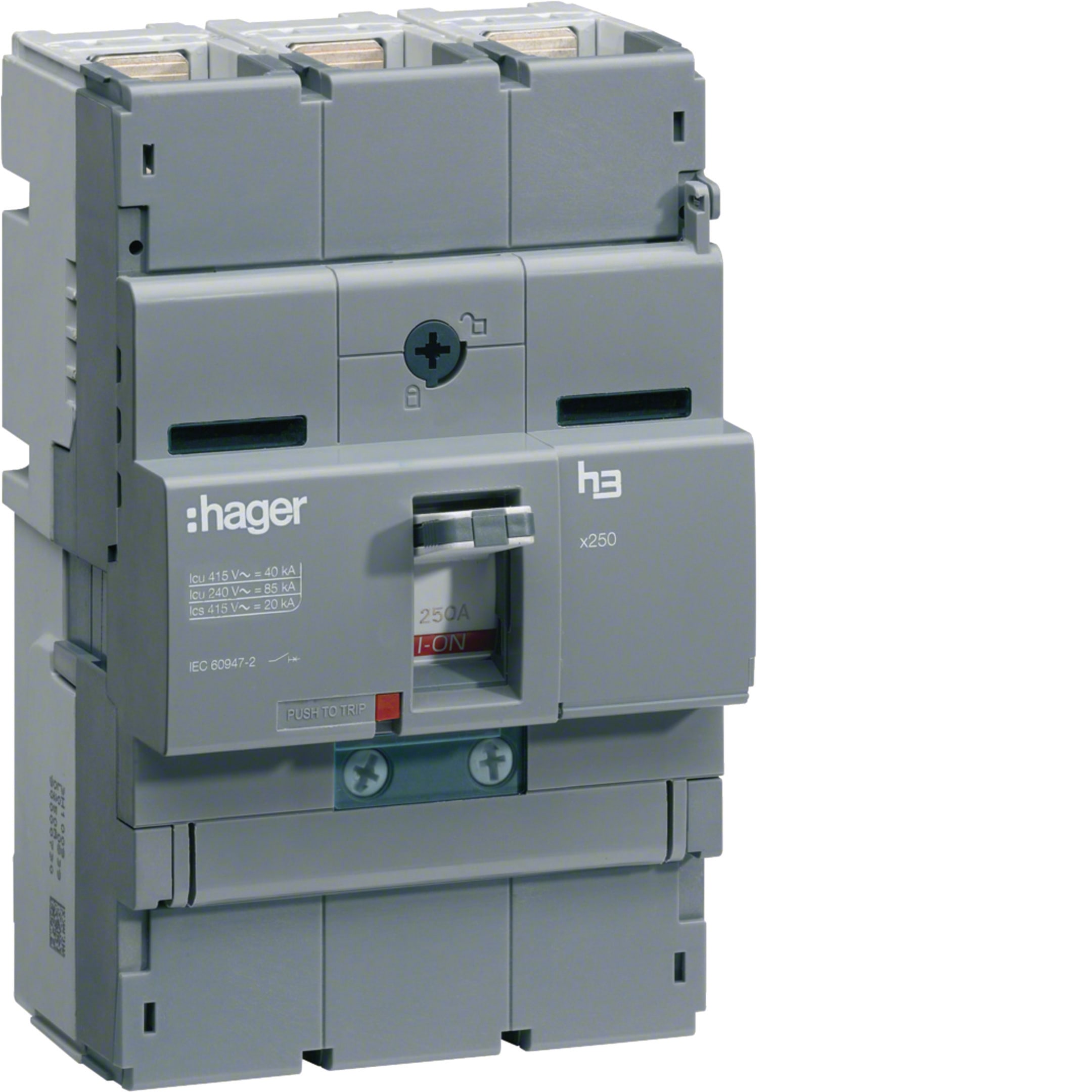 HAGER BOCCHIOTTI - Interruttore automatico scatolato h3 x250 TM 3P 40kA 200A