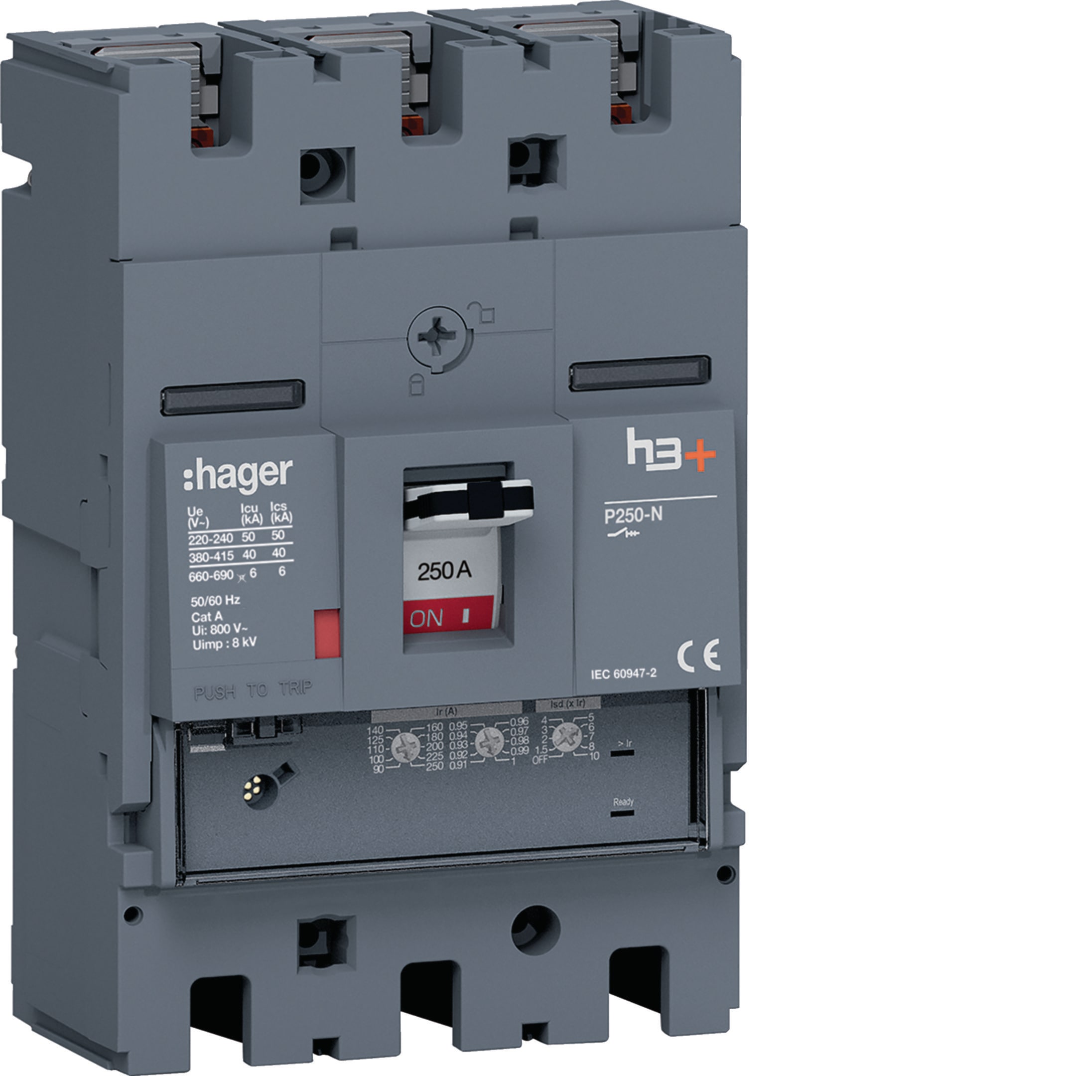 HAGER BOCCHIOTTI - Interruttore automatico scatolato h3+ P250 LSnI 3P 40kA 250A