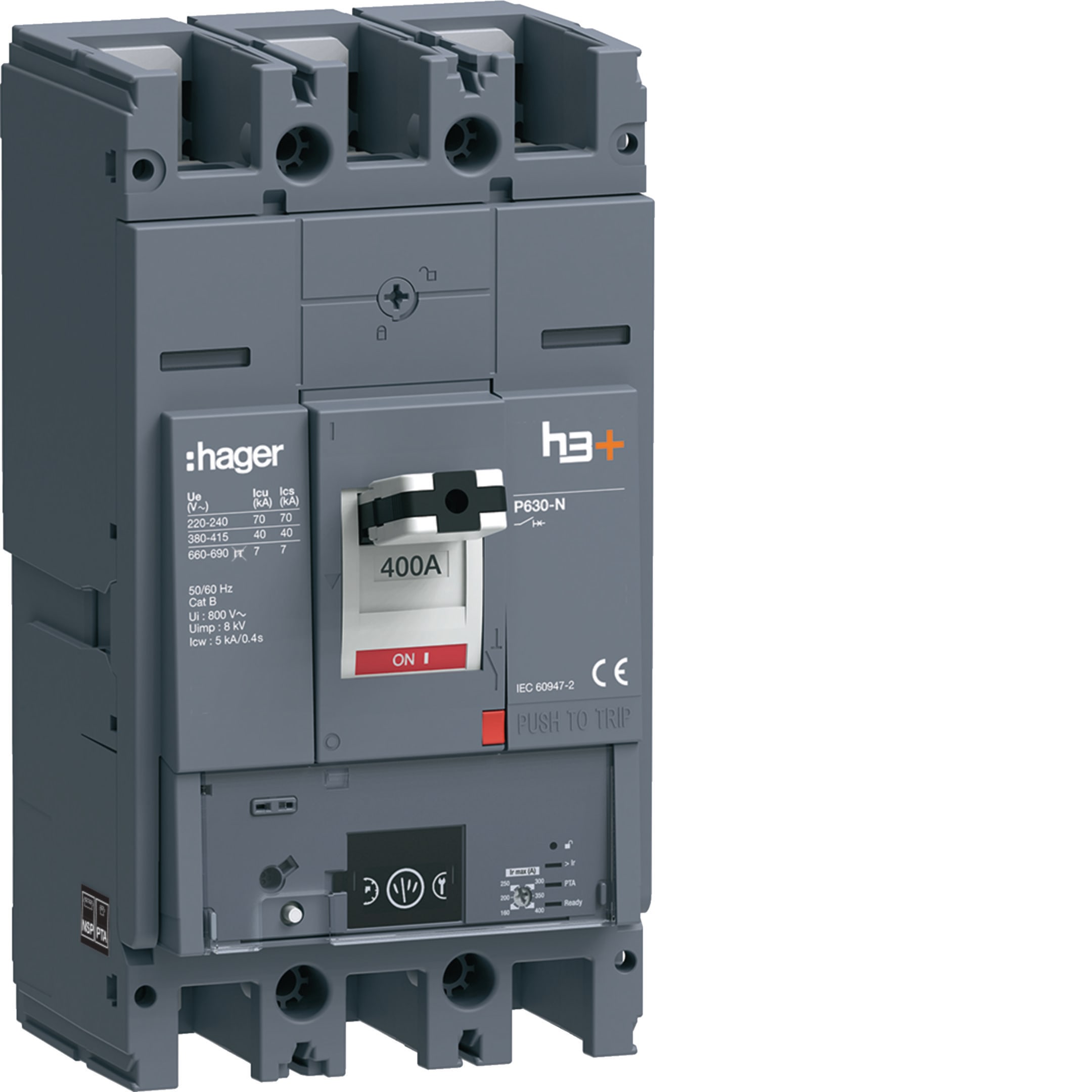 HAGER BOCCHIOTTI - Interruttore automatico scatolato h3+ P630 LSIG Energy 3P 40kA 400A