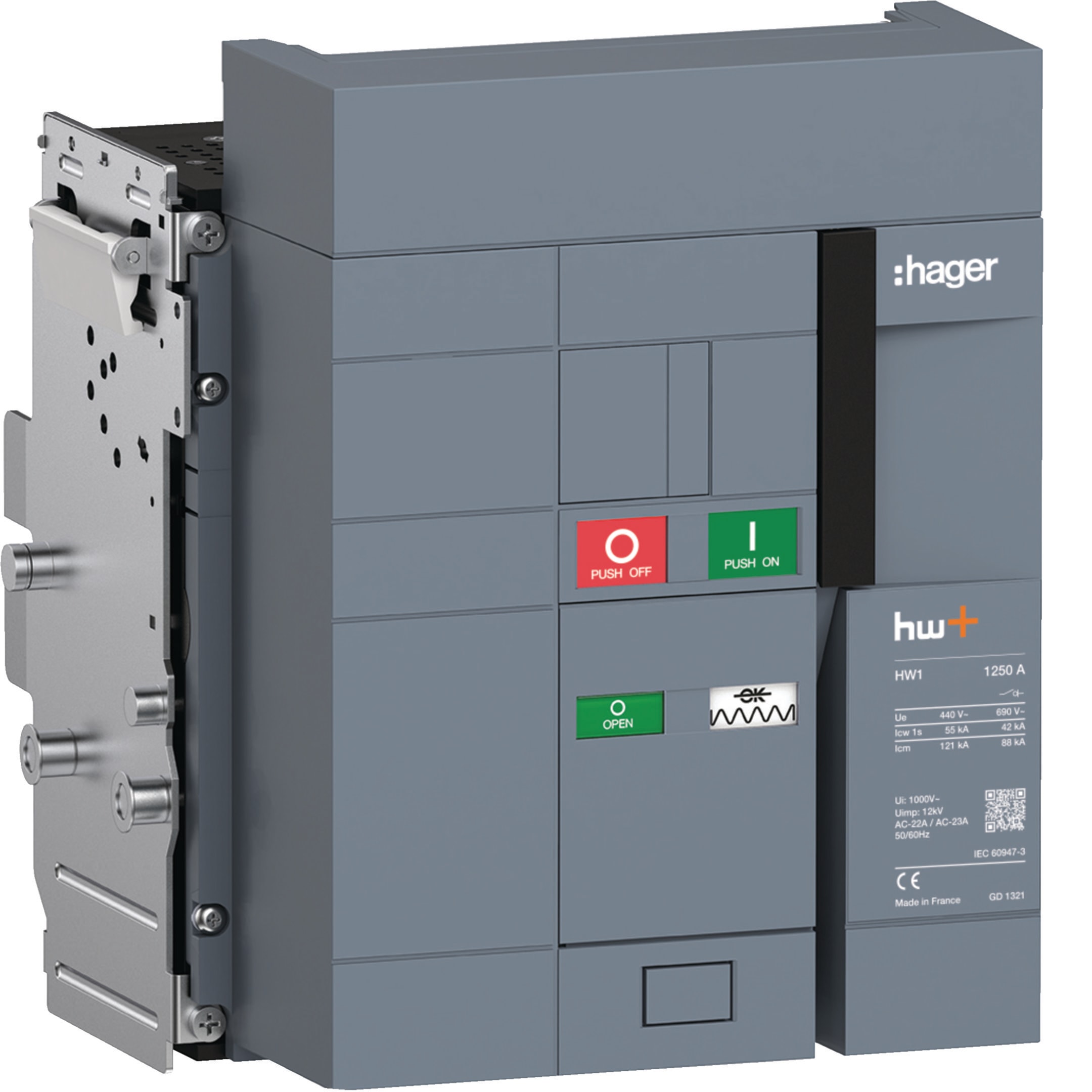 HAGER BOCCHIOTTI - Interruttore non automatico aperto hw+ HW1 1250A 3P estraibile