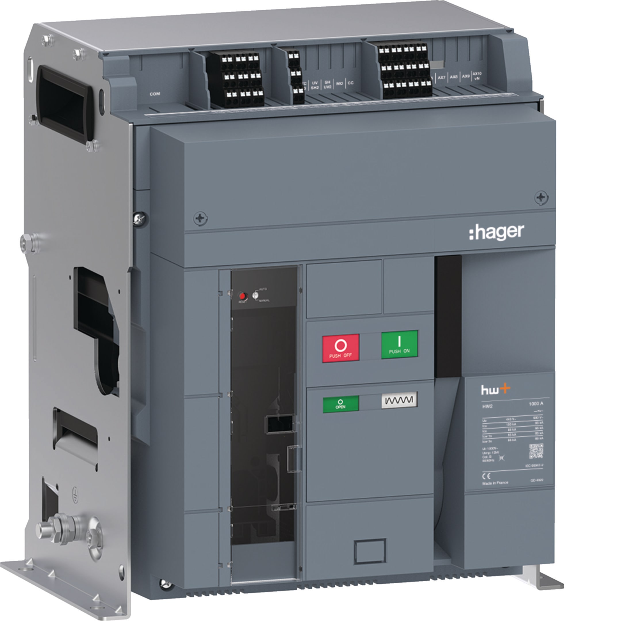 HAGER BOCCHIOTTI - Interruttore automatico aperto hw+ HW2 100kA 1000A 3P fisso sentinel Energy