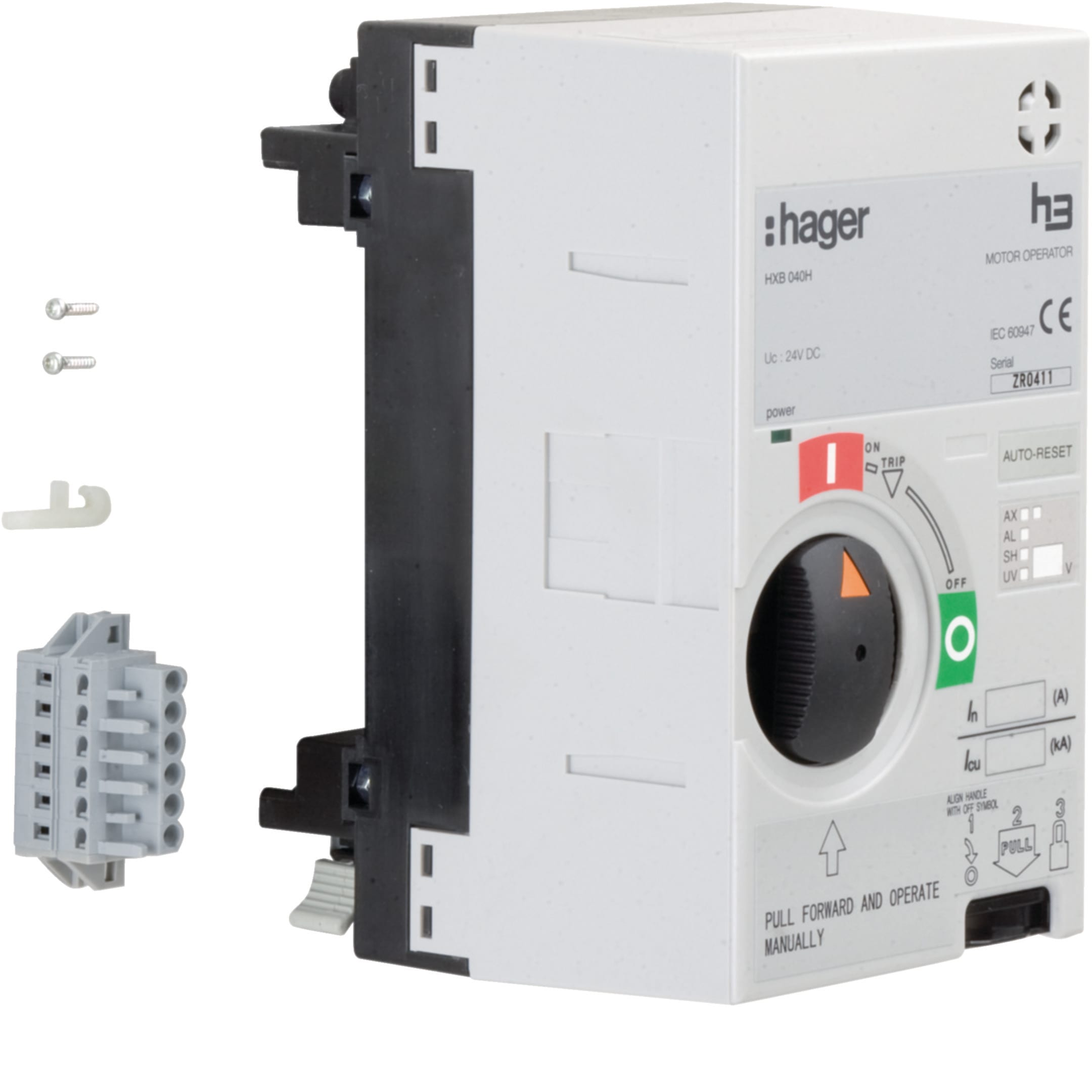 HAGER BOCCHIOTTI - Comando motore 24V DC per interruttore scatolato h3 x250