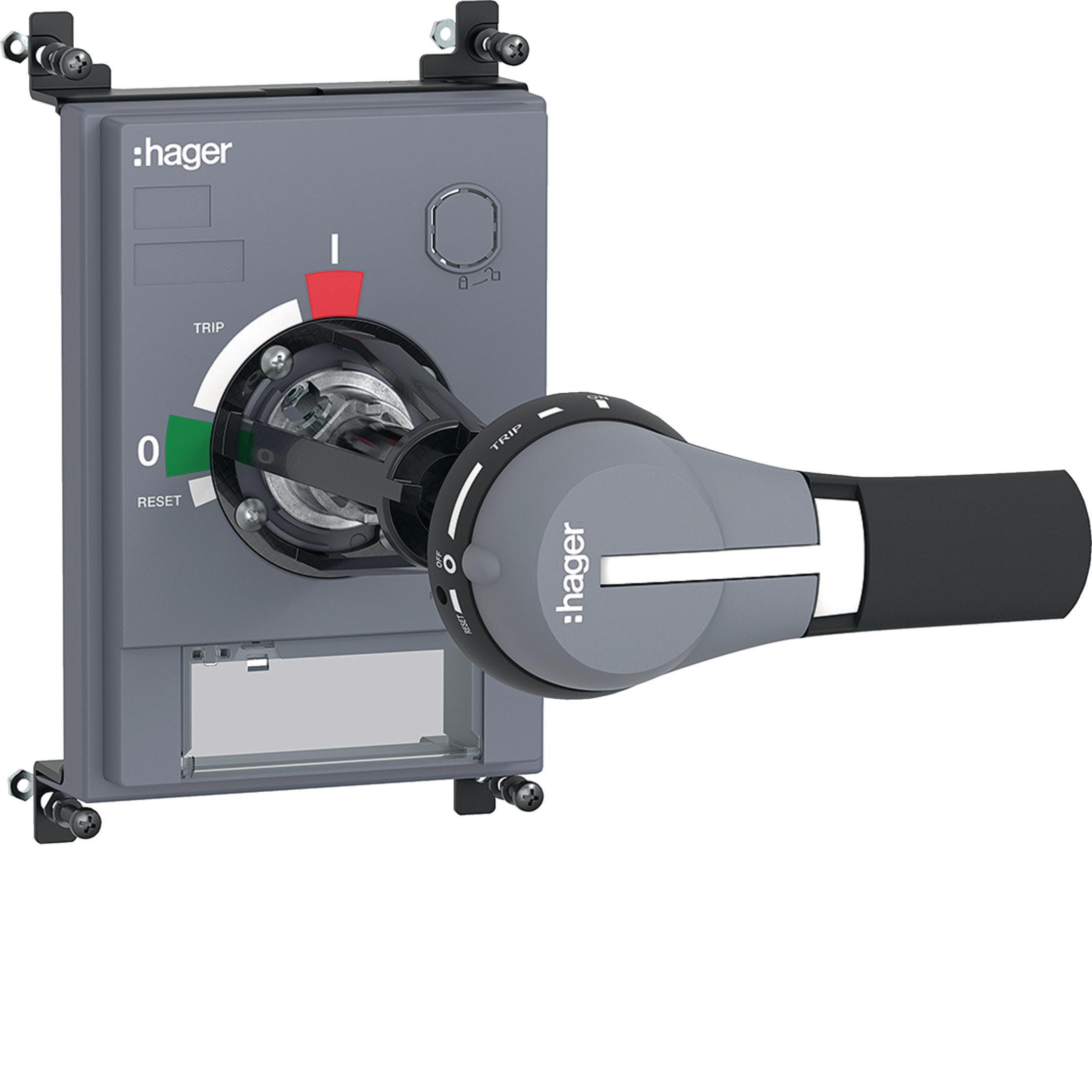 HAGER BOCCHIOTTI - Manovra rotativa grigia rinviata L200mm per interruttore h3 x630, h3+ P630