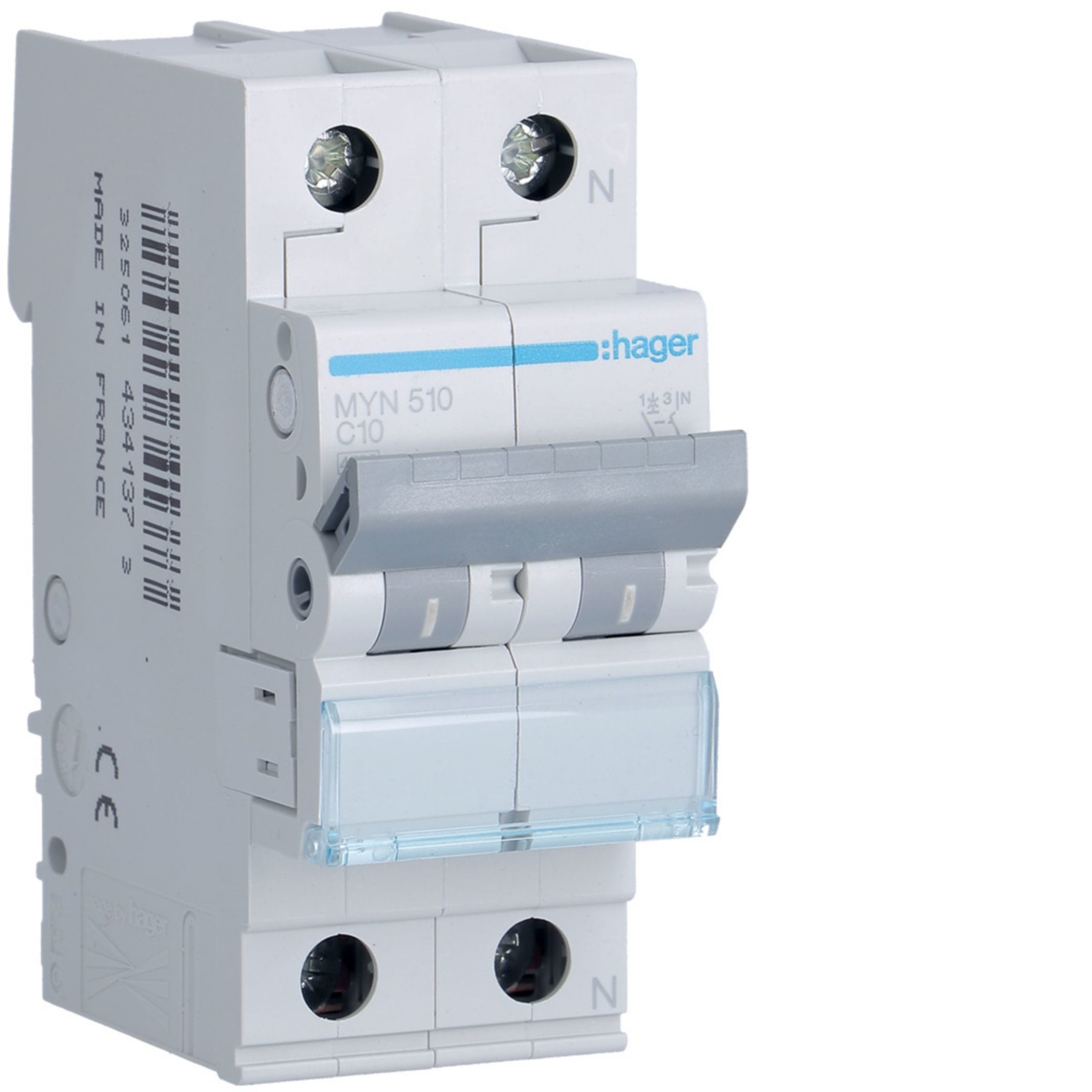 HAGER BOCCHIOTTI - Interruttore automatico magnetotermico 4500A 1P+N curva C 10A 2M