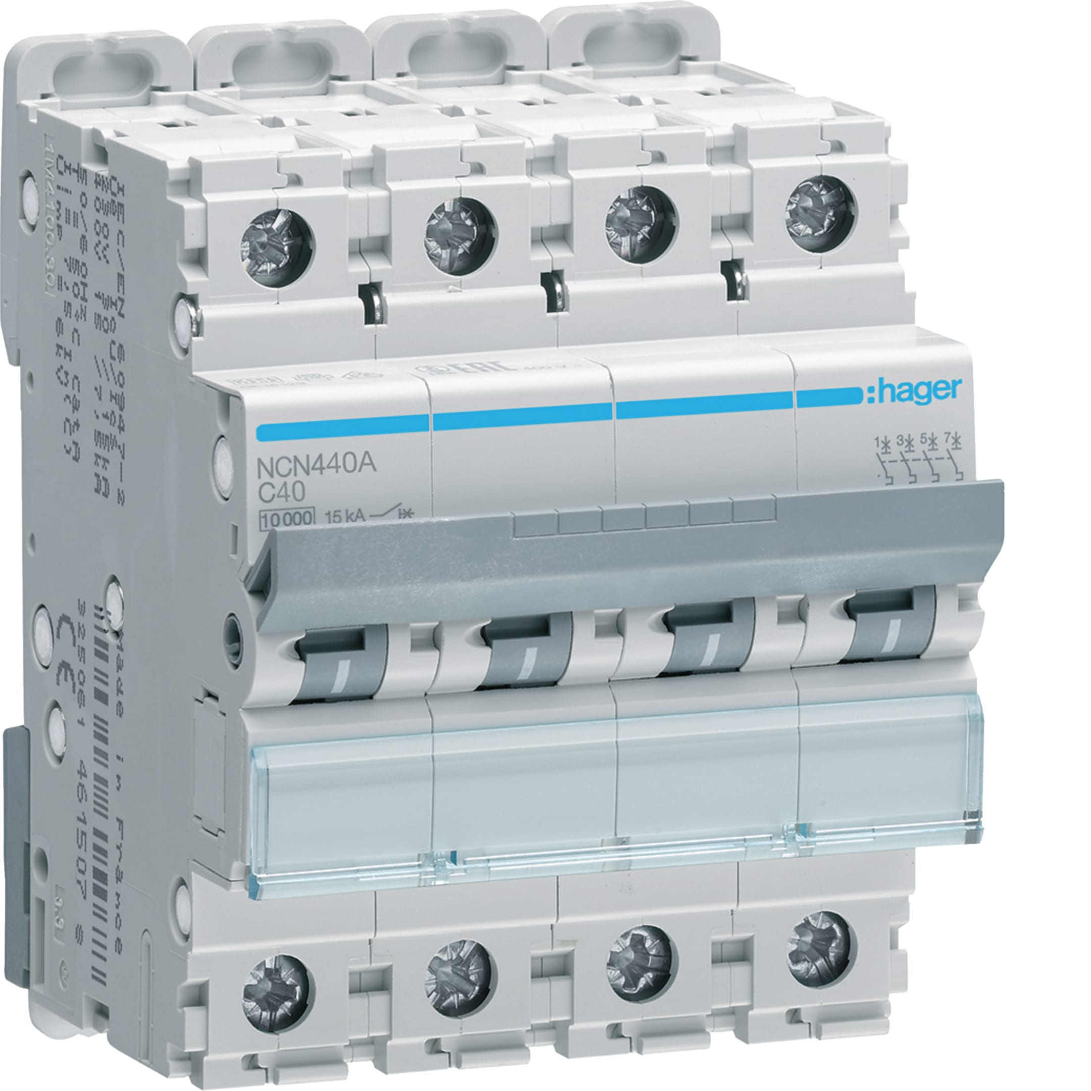 HAGER BOCCHIOTTI - Interruttore automatico magnetotermico 10000A 15kA 4P curva C 40A 4M