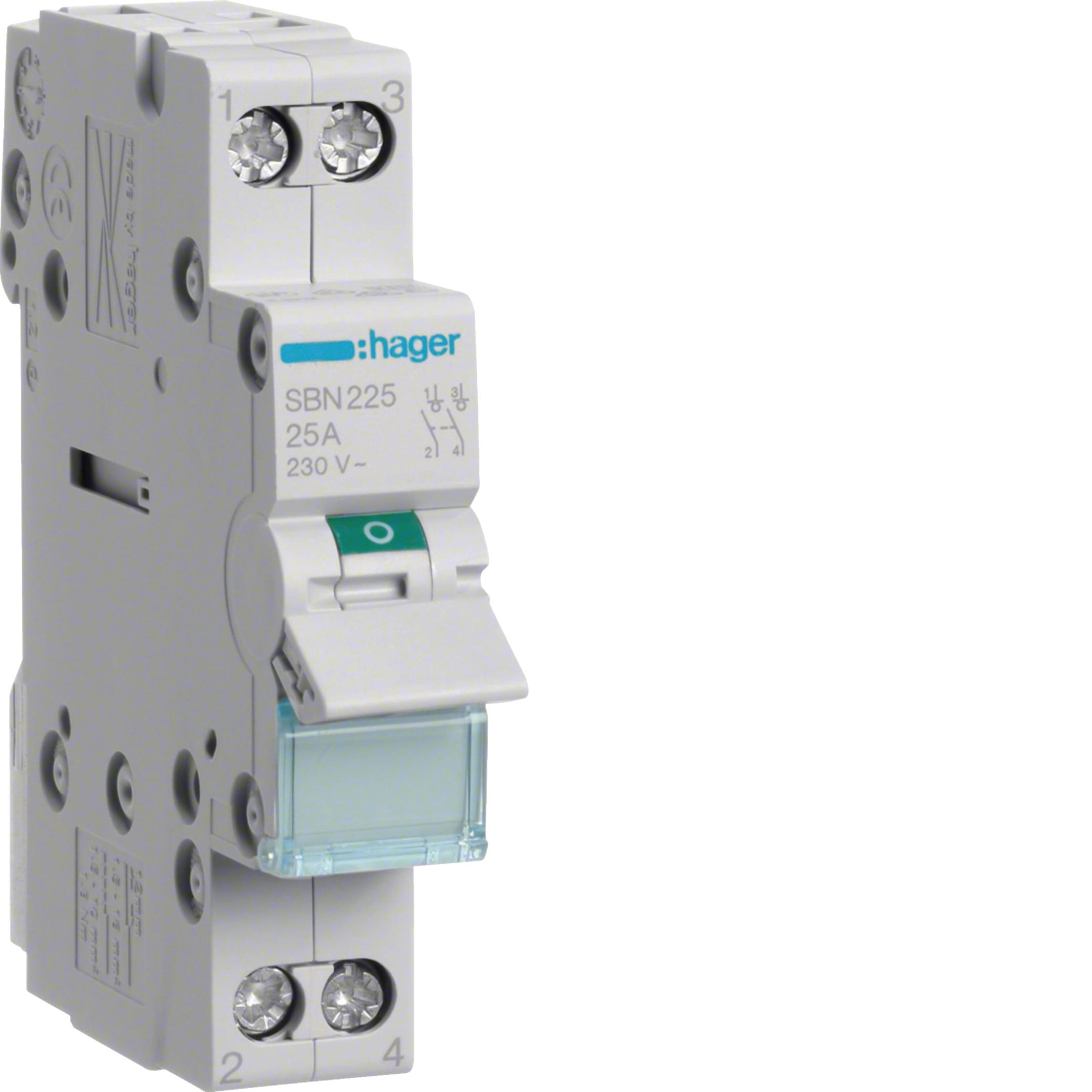 HAGER BOCCHIOTTI - Interruttore non automatico 2 P 25 A 230 V AC 1 modulo DIN