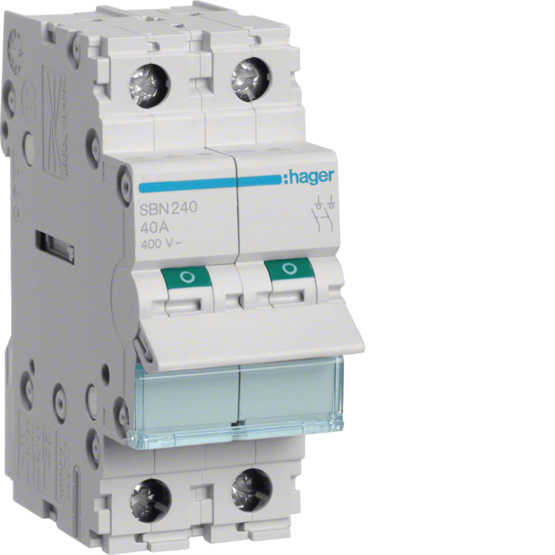 HAGER BOCCHIOTTI - Interruttore non automatico 2 P 40 A 400 V AC 2 moduli DIN