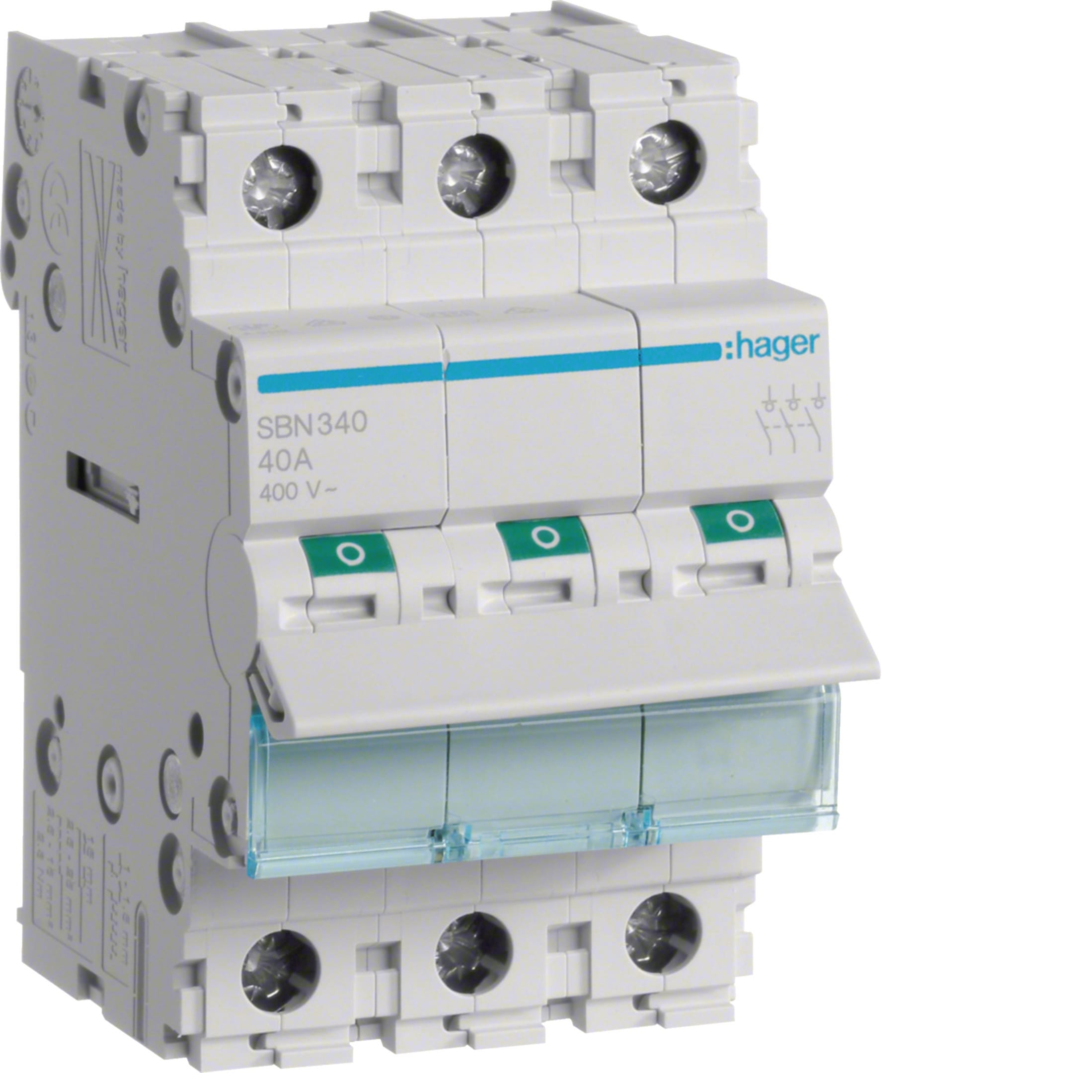 HAGER BOCCHIOTTI - Interruttore non automatico 3 P 40 A 400 V AC 3 moduli DIN