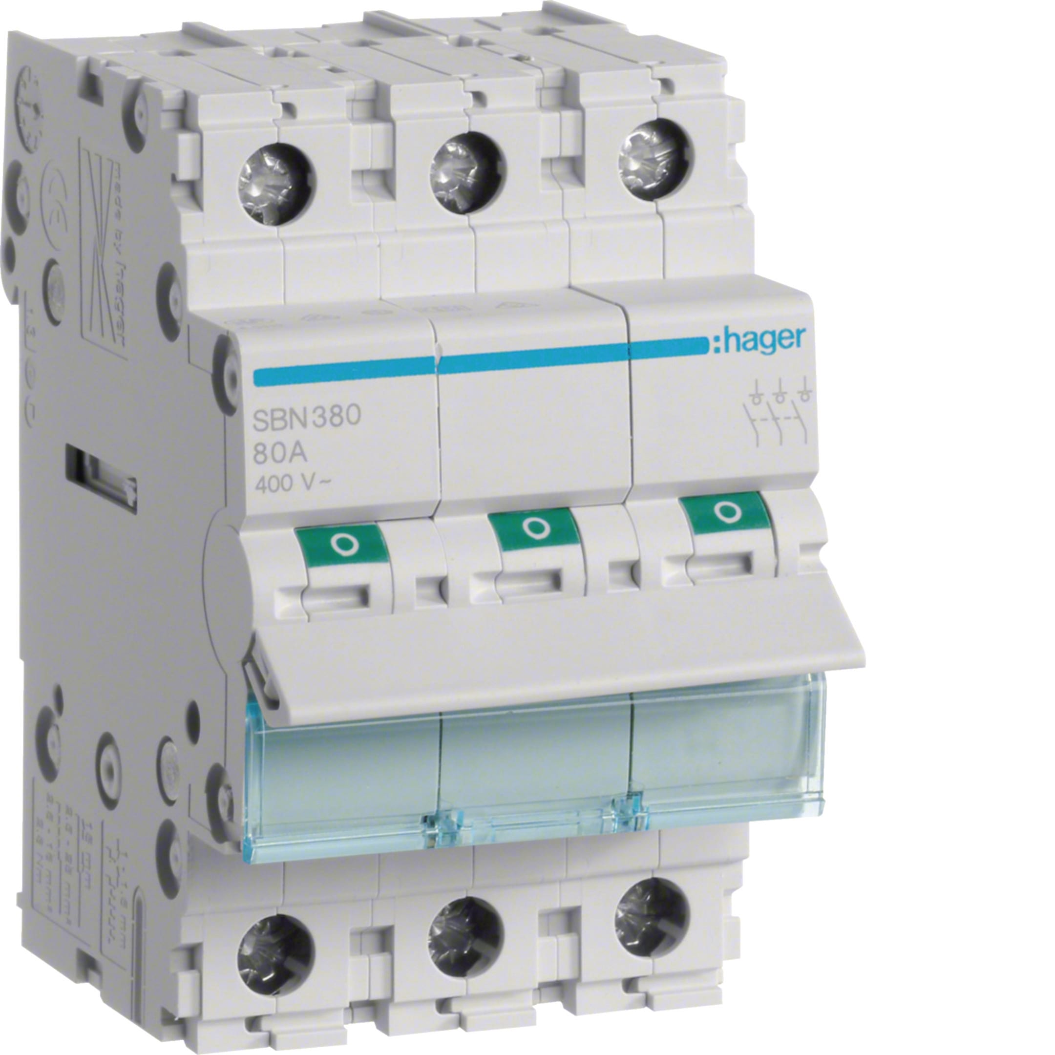 HAGER BOCCHIOTTI - Interruttore non automatico 3 P 80 A 400 V AC 3 moduli DIN
