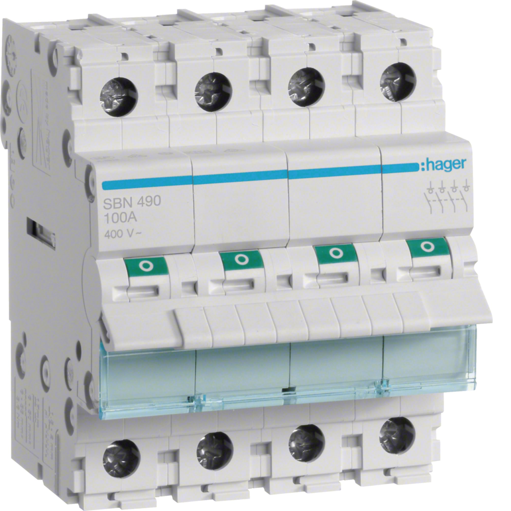 HAGER BOCCHIOTTI - Interruttore non automatico 4 P 100 A 400 V AC 4 moduli DIN