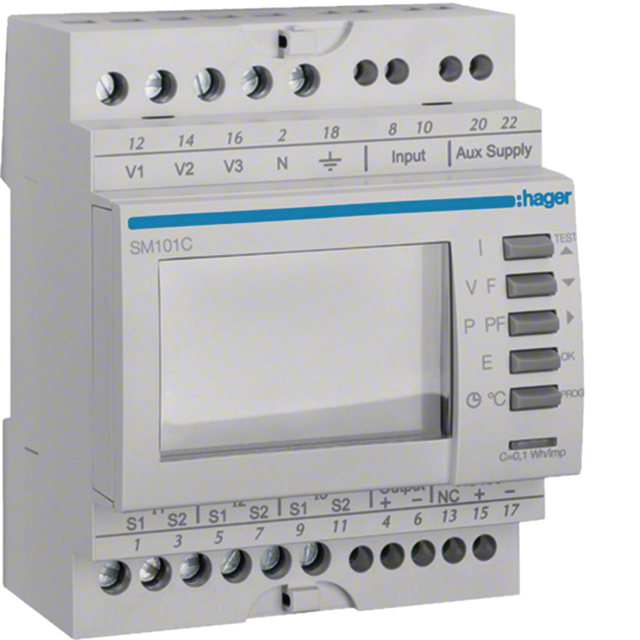 HAGER BOCCHIOTTI - Multimetro digitale V-I-F-P-Q-A-Cosfi-kWh RS485 Jbus Modbus 4M
