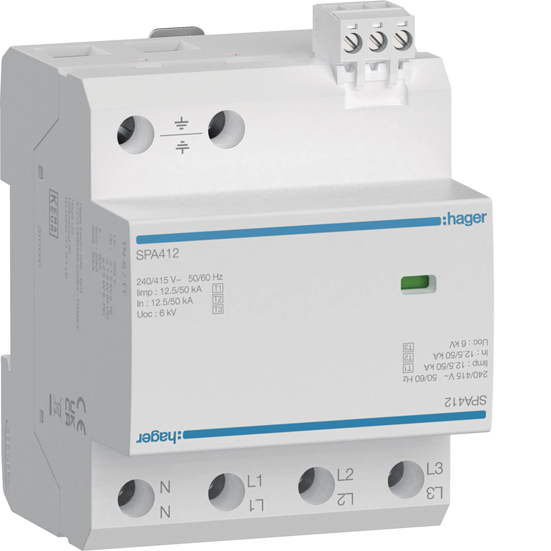 HAGER BOCCHIOTTI - SPD T1+T2 4P TN-S/TT 12,5kA Up 1,5kV