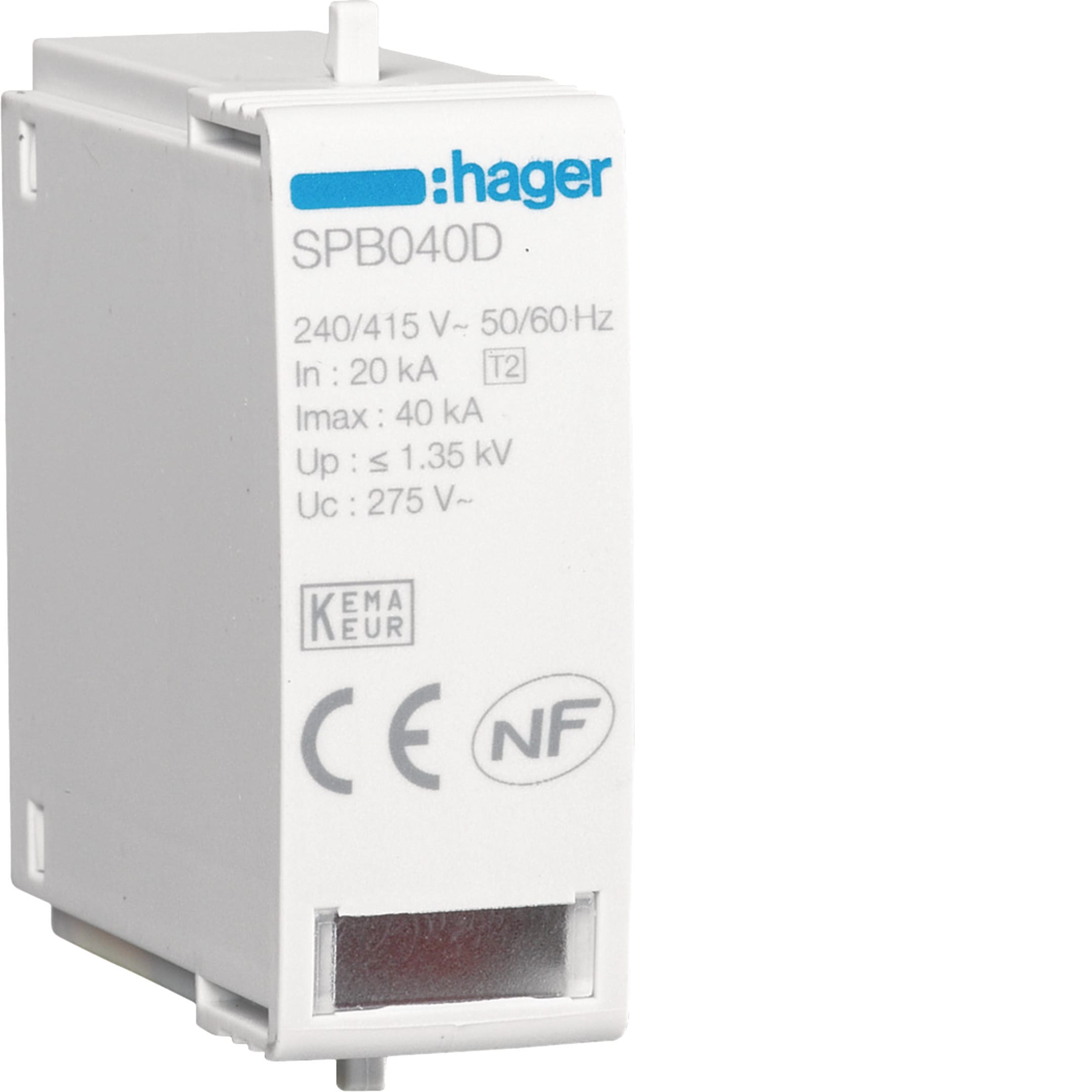 HAGER BOCCHIOTTI - Cartuccia L-N Uc 275V In 20kA Imax 40kA Up 1,35kV