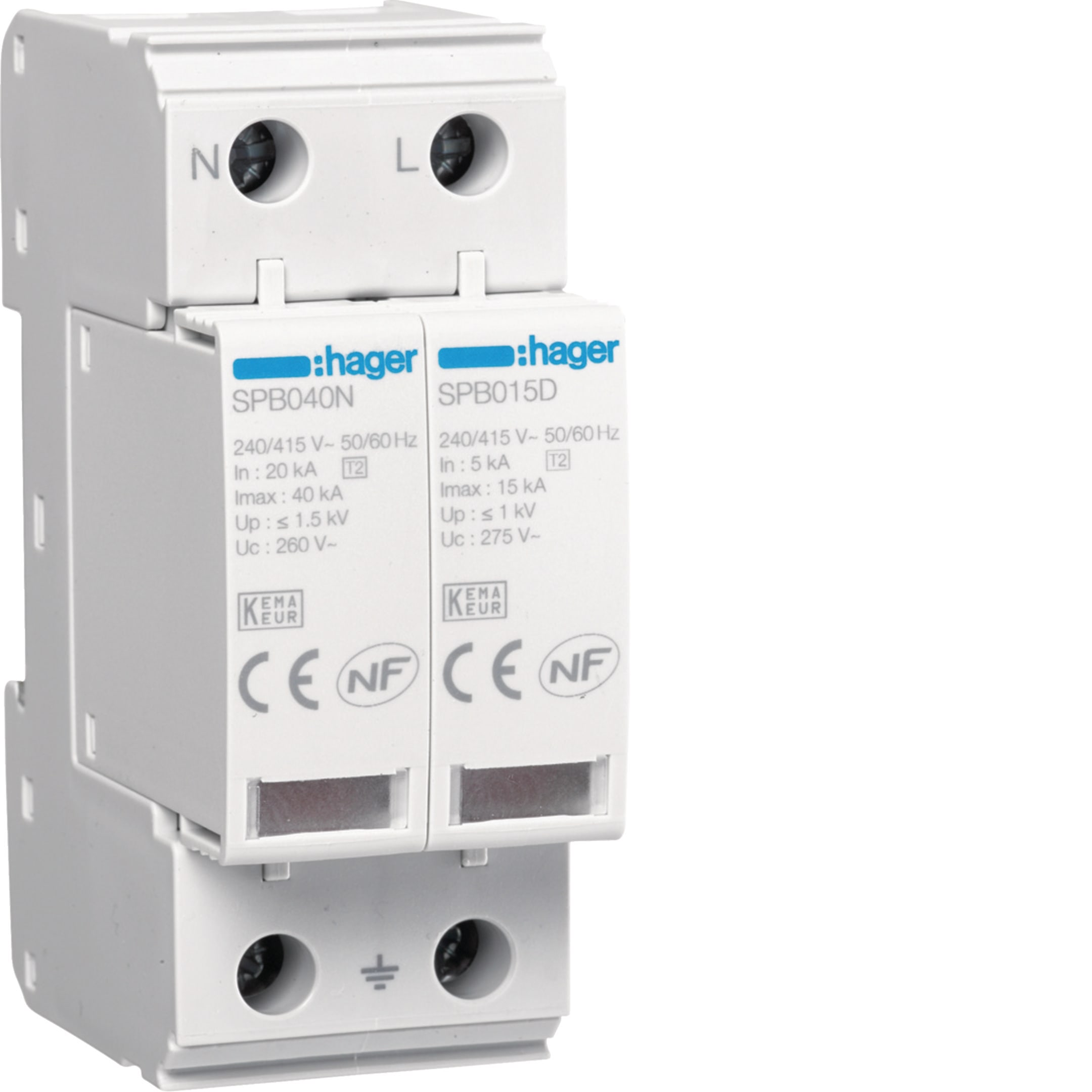 HAGER BOCCHIOTTI - SPD 2P T2 TNS/TT 15kA con contatto ausiliario