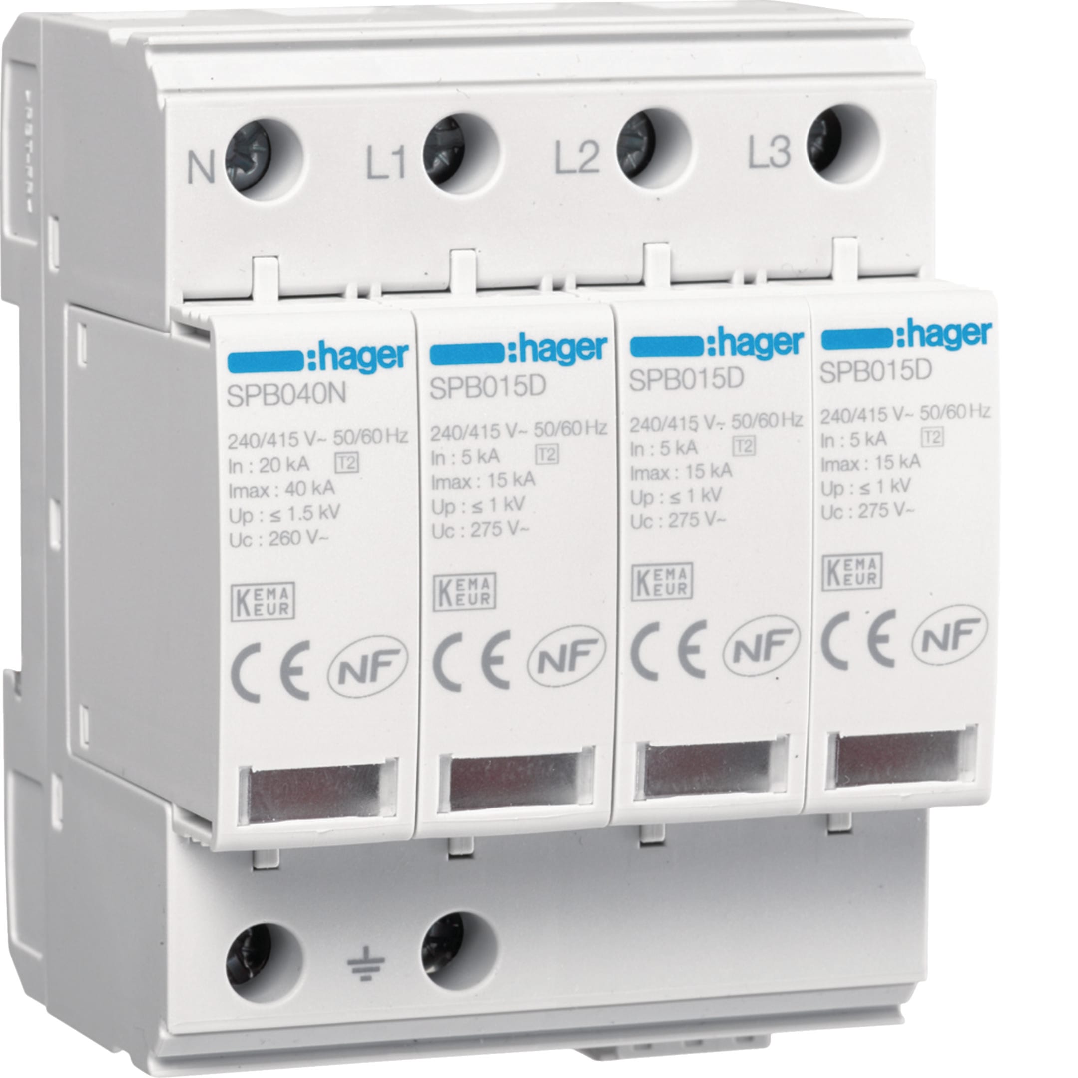HAGER BOCCHIOTTI - SPD 4P T2 TNS/TT 15kA con contatto ausiliario