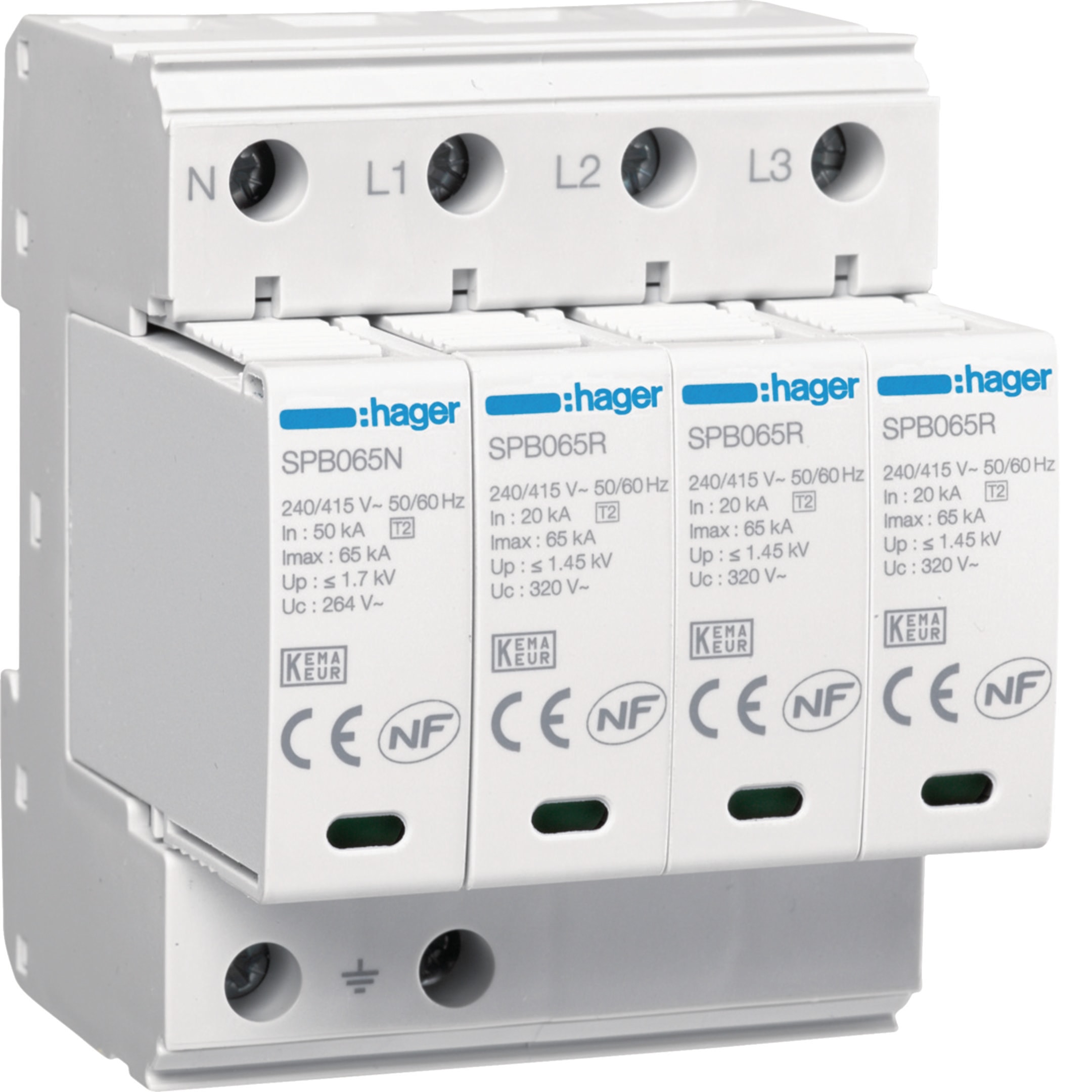 HAGER BOCCHIOTTI - SPD 4P T2 TNS/TT 65kA con contatto ausiliario