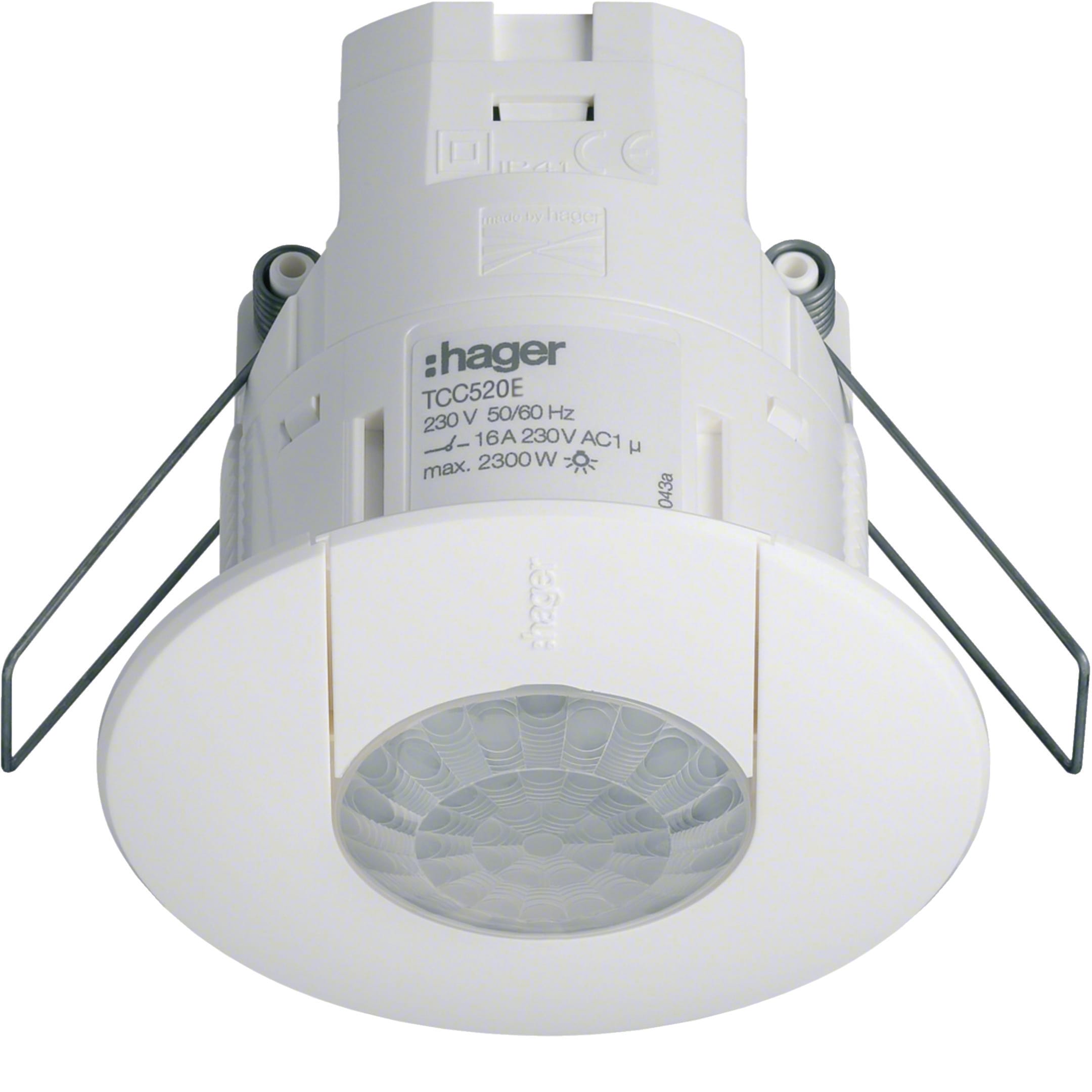 HAGER BOCCHIOTTI - Rilevatore presenza 360° KNX 3 canali On/Off + contatto diretto 16A Incasso