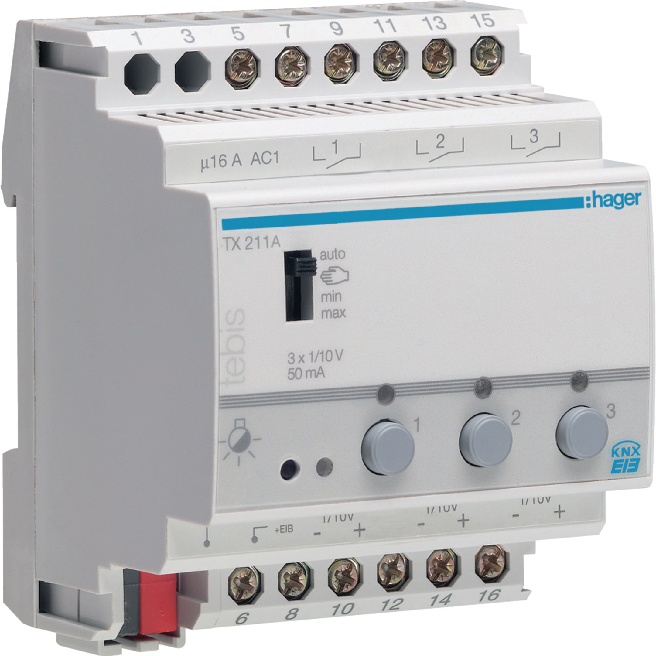 HAGER BOCCHIOTTI - Modulo dimmer KNX 3 uscite 1-10V 4M