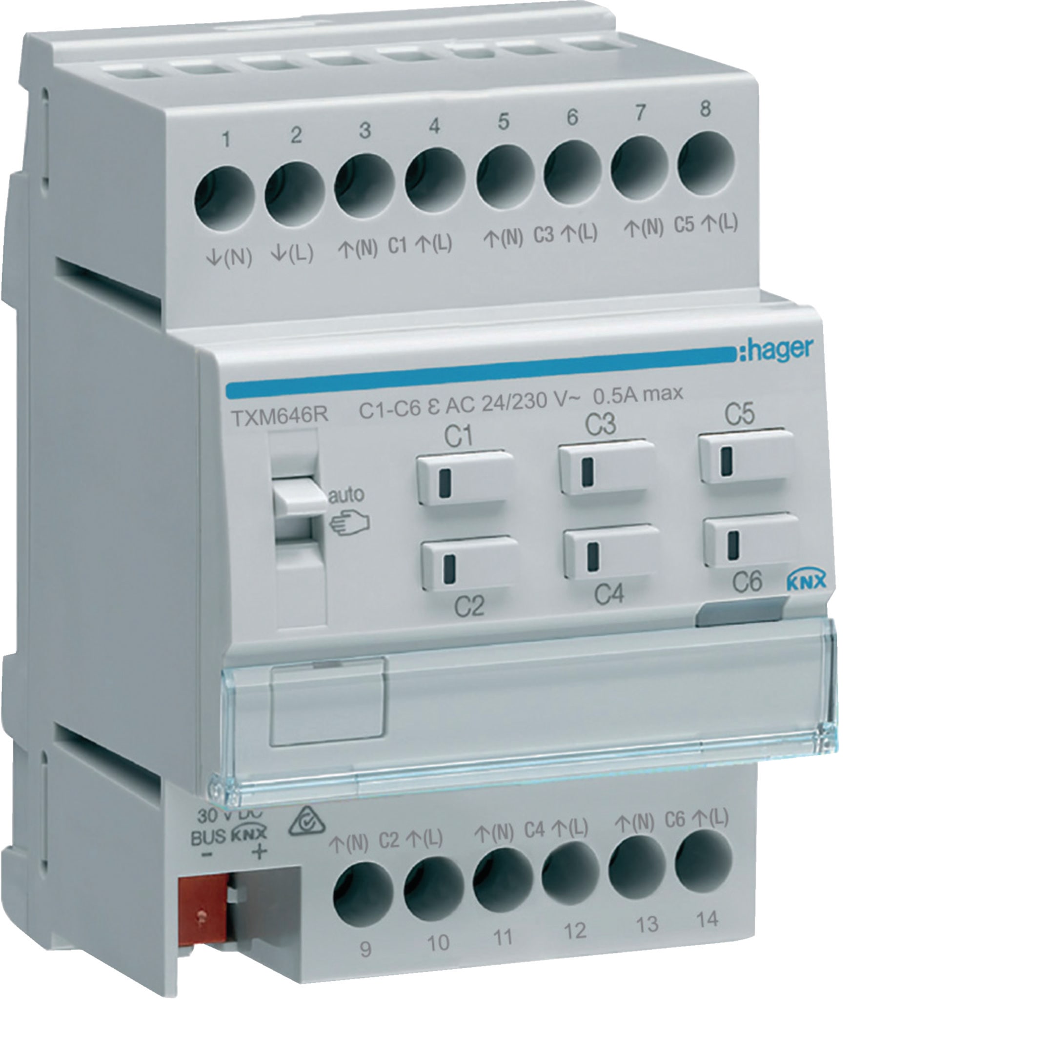 HAGER BOCCHIOTTI - MOD.KNX EASY 6 OUT 24/230V TRIAC 4M +REG