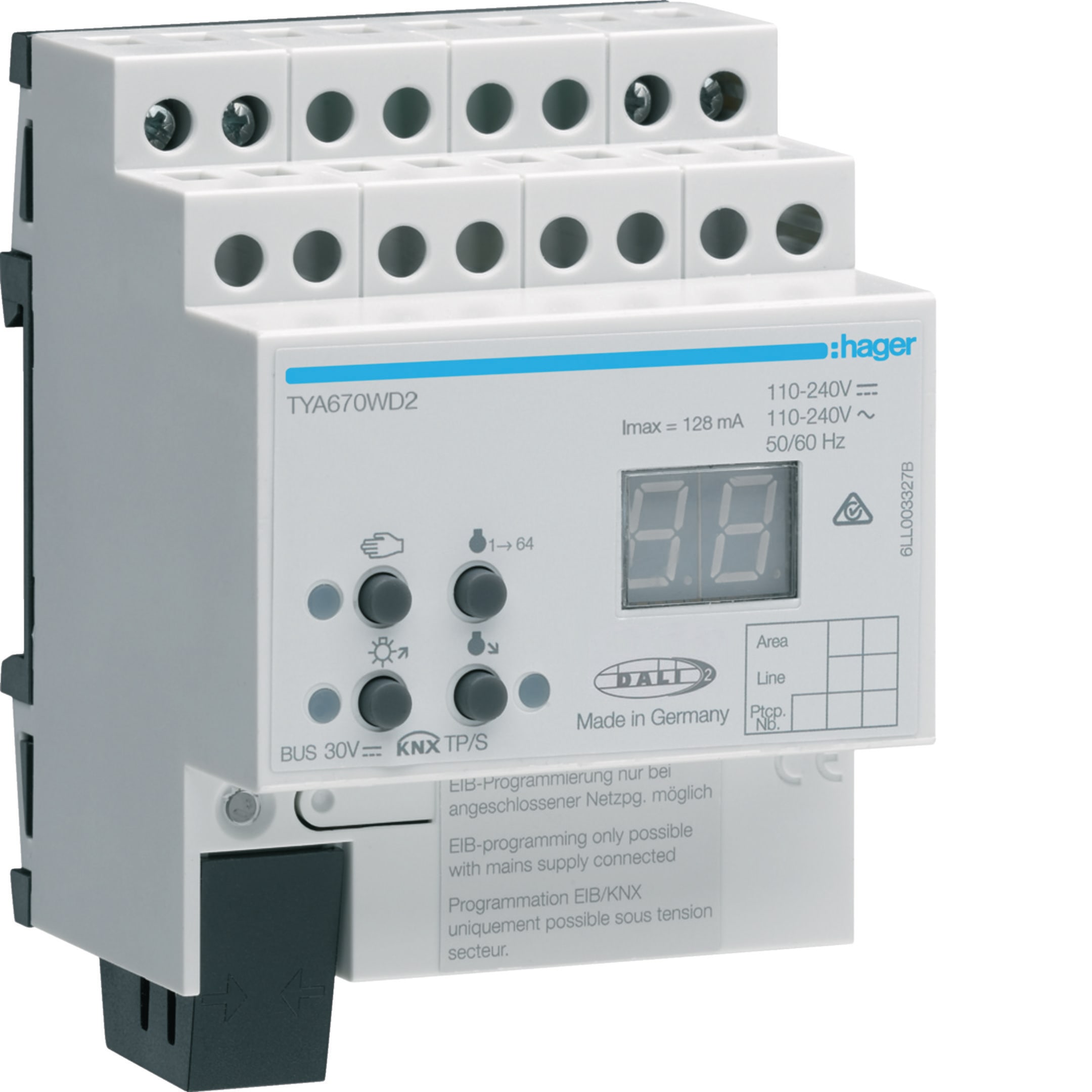 HAGER BOCCHIOTTI - Gateway KNX Dali 2 TW 64 Disp 32 Gruppi 16 Scenari 4M