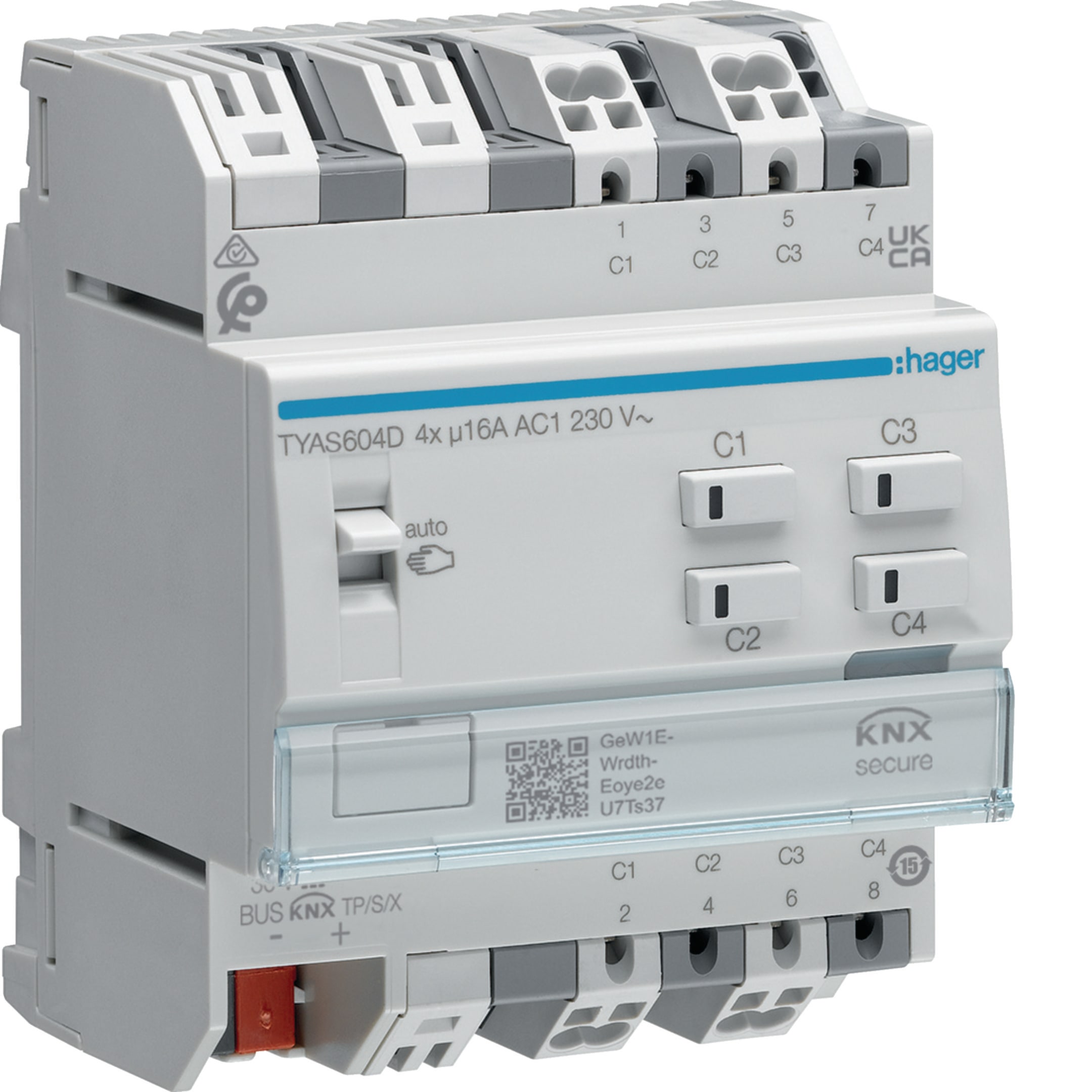 HAGER BOCCHIOTTI - MOD.KNX-SEC 4 OUT 16A AC1 230V C-LOAD 4M