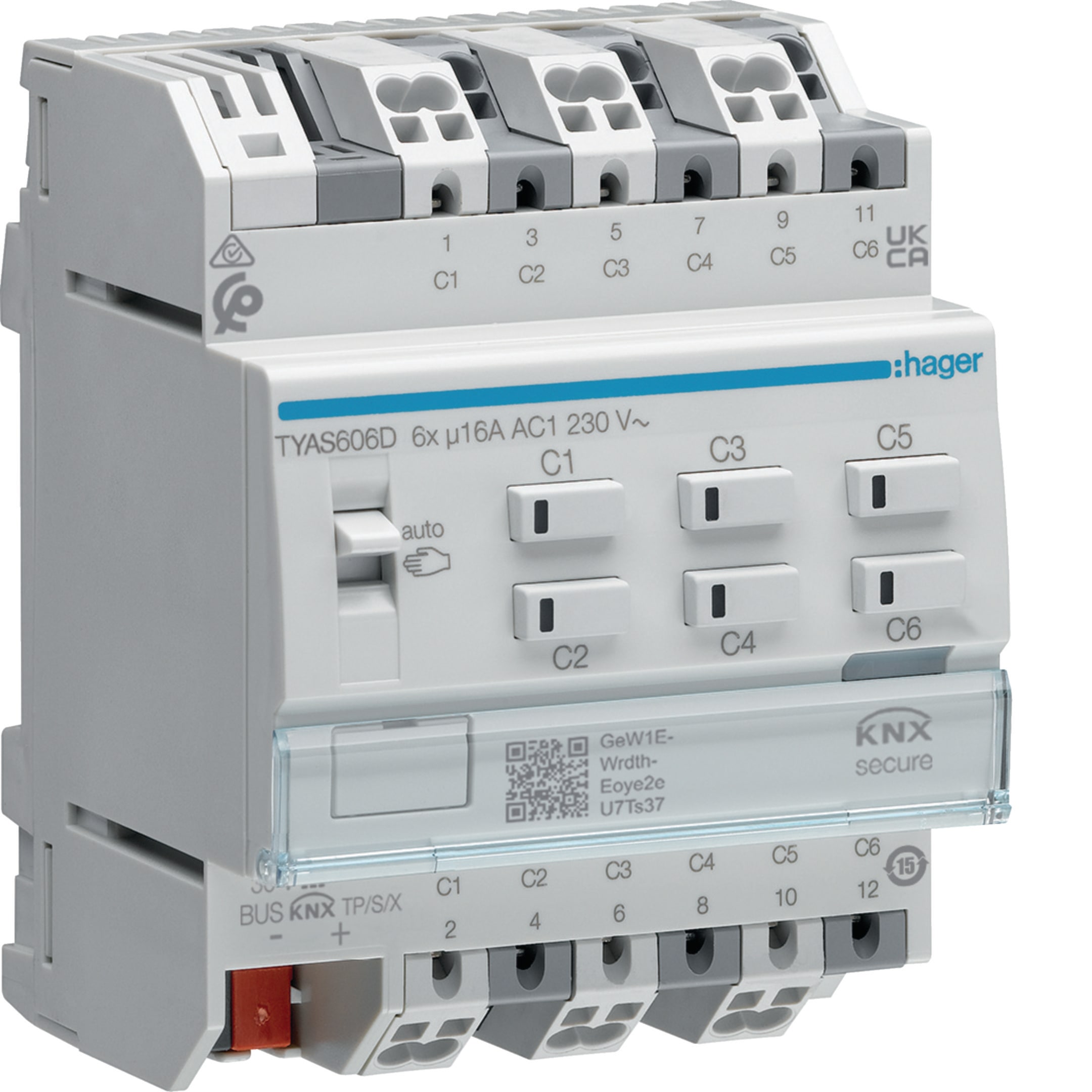 HAGER BOCCHIOTTI - MOD.KNX-SEC 6 OUT 16A AC1 230V C-LOAD 4M