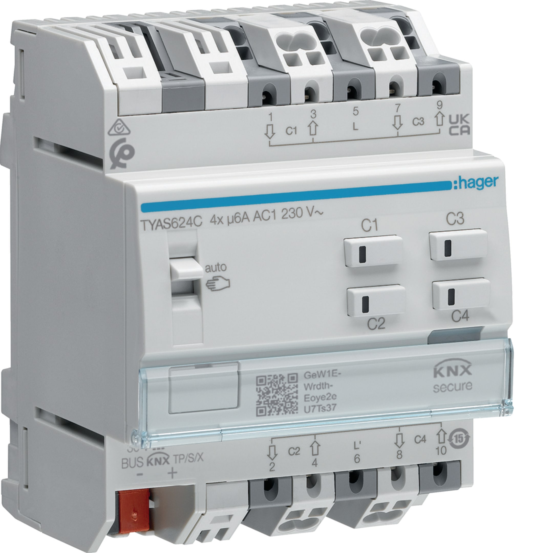 HAGER BOCCHIOTTI - MOD.KNX-SEC VENEZ 4 OUT 6A AC1 230V - 4M