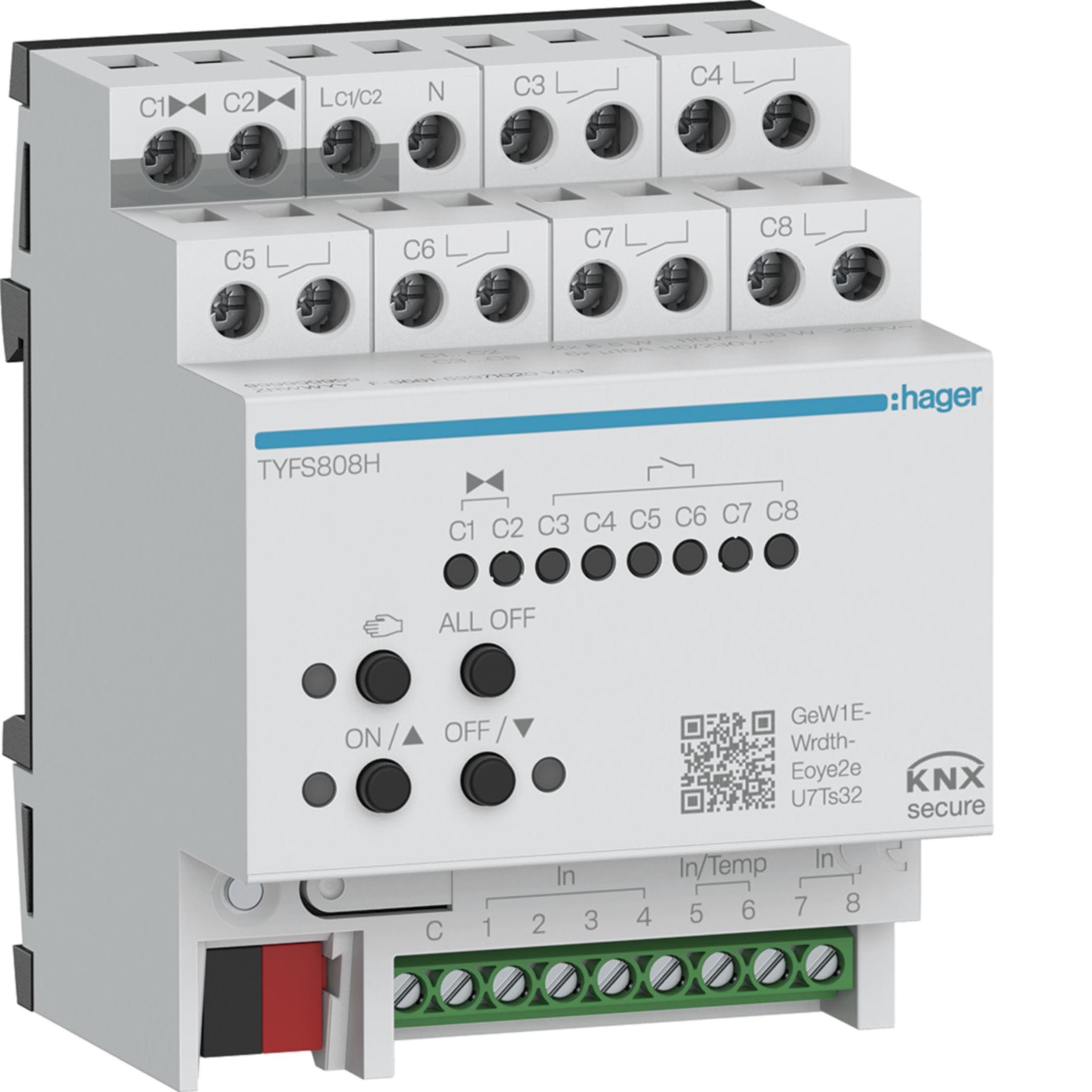 HAGER BOCCHIOTTI - MOD.KNX-SEC CTRL-ROOM 8 IN / 8 OUT 4M