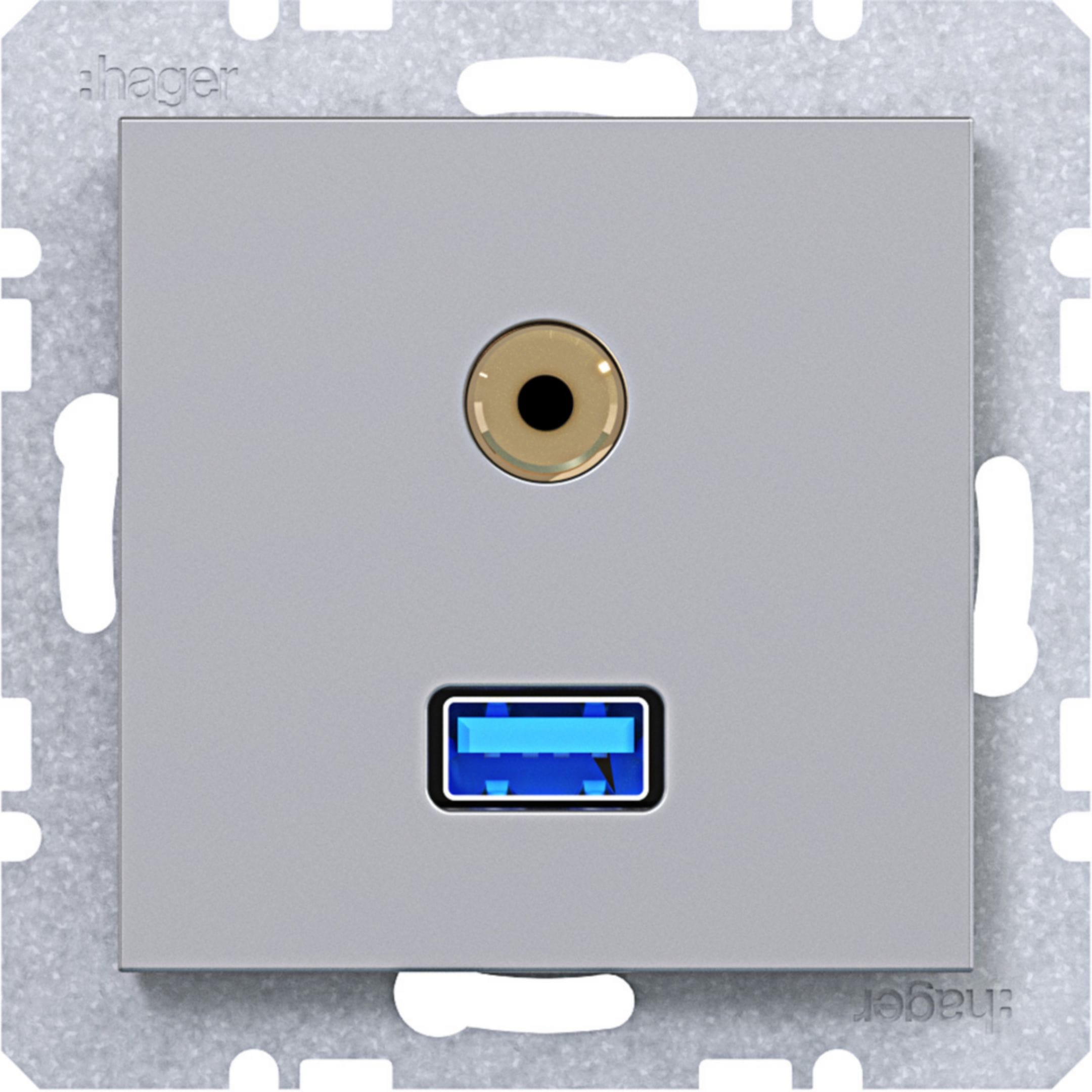 HAGER BOCCHIOTTI - PRESA USB/AUDIO 3.5 MM AX/CX TIT MET
