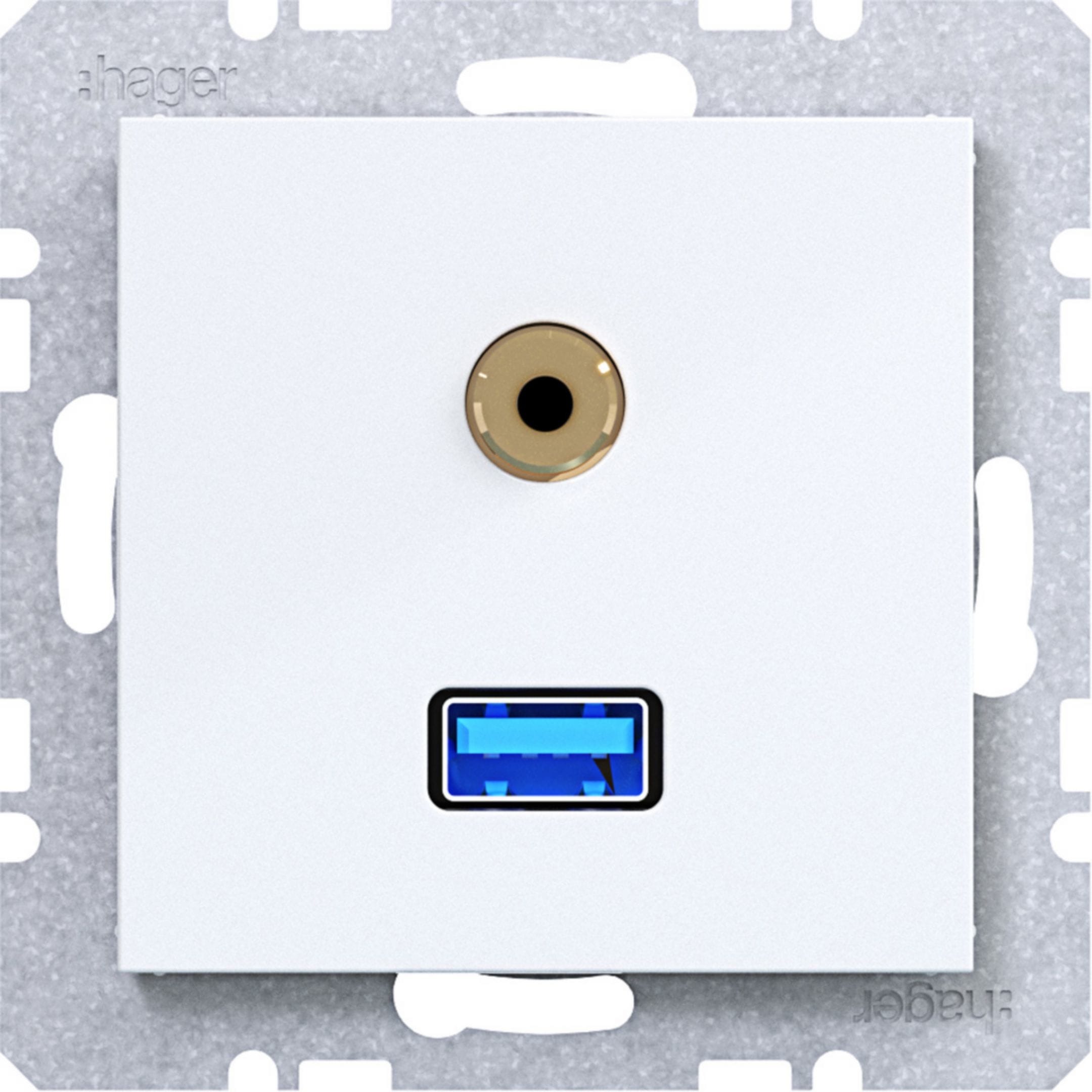 HAGER BOCCHIOTTI - PRESA USB/AUDIO 3.5 MM A.X/C.X BIANC LUC