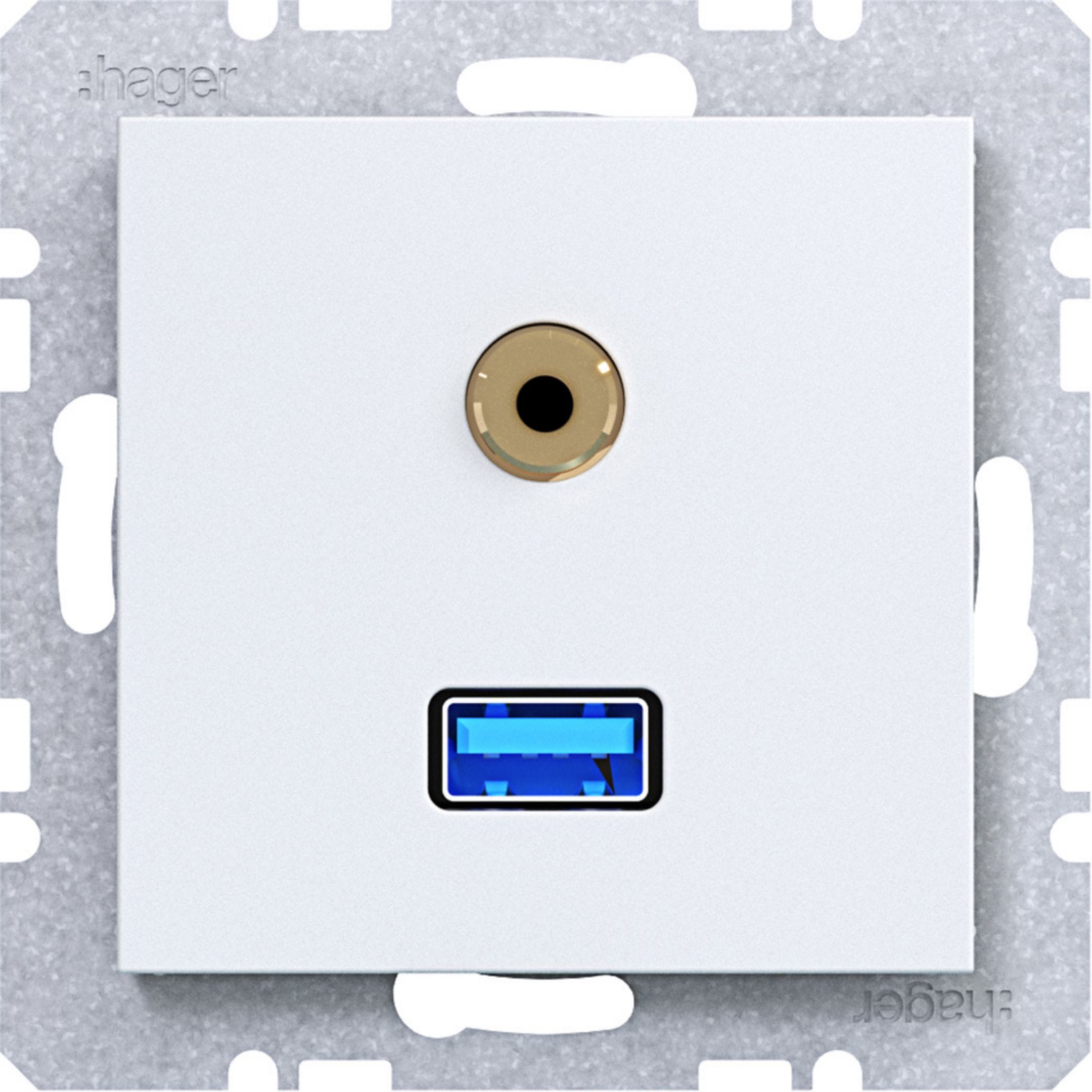 HAGER BOCCHIOTTI - PRESA USB/AUDIO 3.5 MM A.X/C.X BIANCO OP