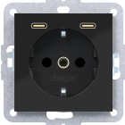 HAGER BOCCHIOTTI - PR.SCHUKO+SHUTTER+USB-C A.X/C.X NERO LUC