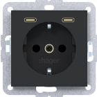 HAGER BOCCHIOTTI - PR.SCHUKO+SHUTTER+USB-C A.X/C.X NERO OP
