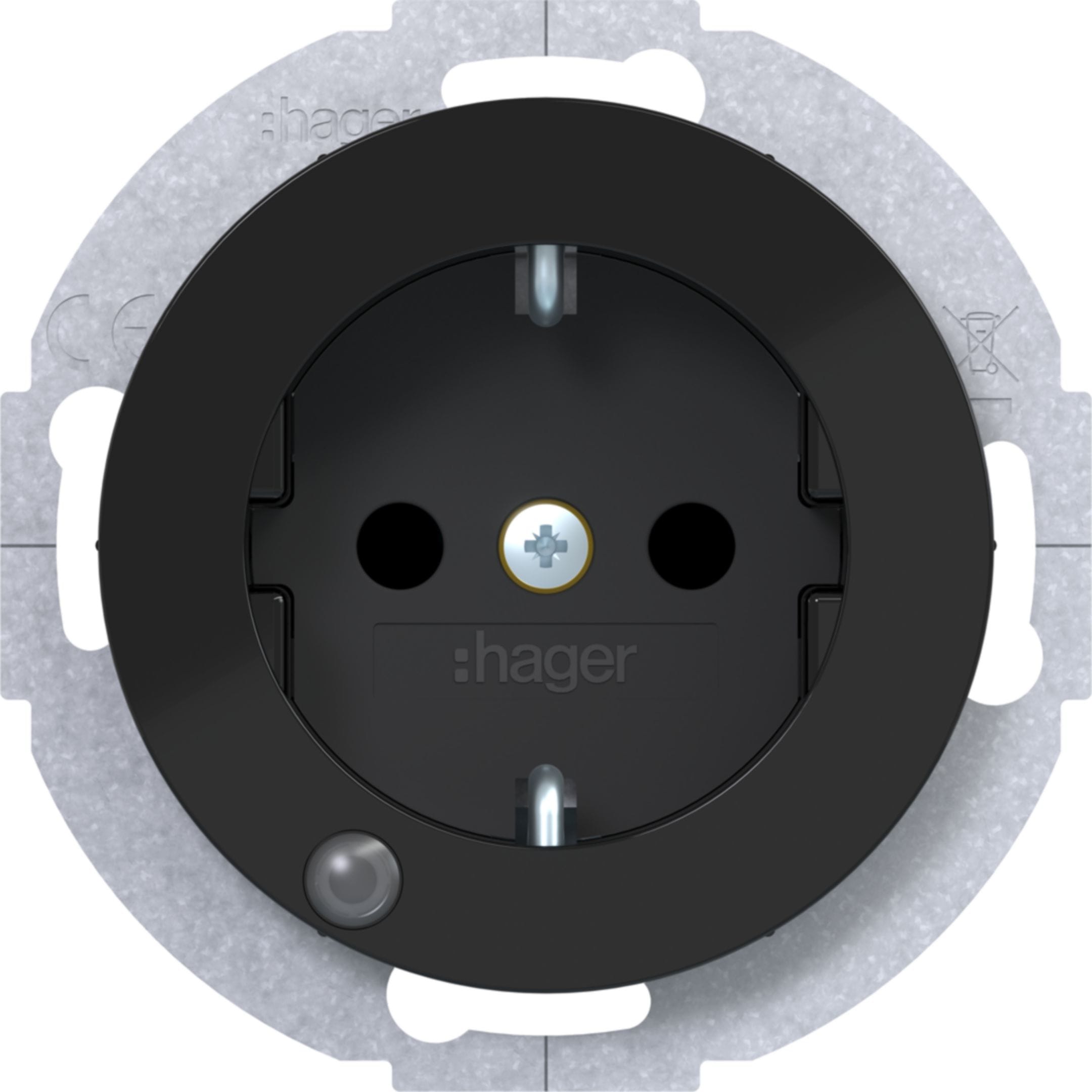 HAGER BOCCHIOTTI - P.schuko + LED controllo R1/R3 nero luc.