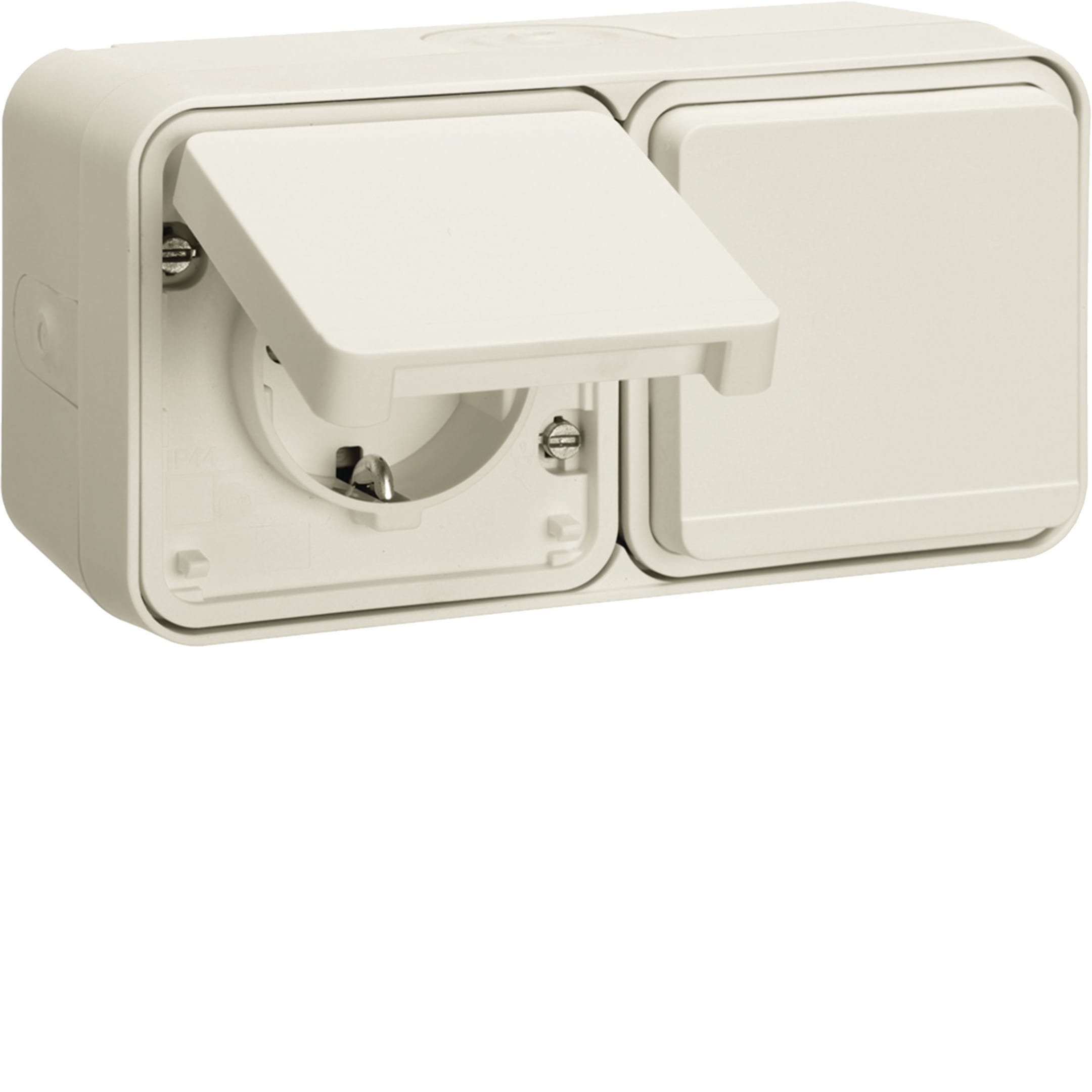 HAGER BOCCHIOTTI - P.SCHUKO DOPPIA ORIZZ.CON COP.A PARETE W