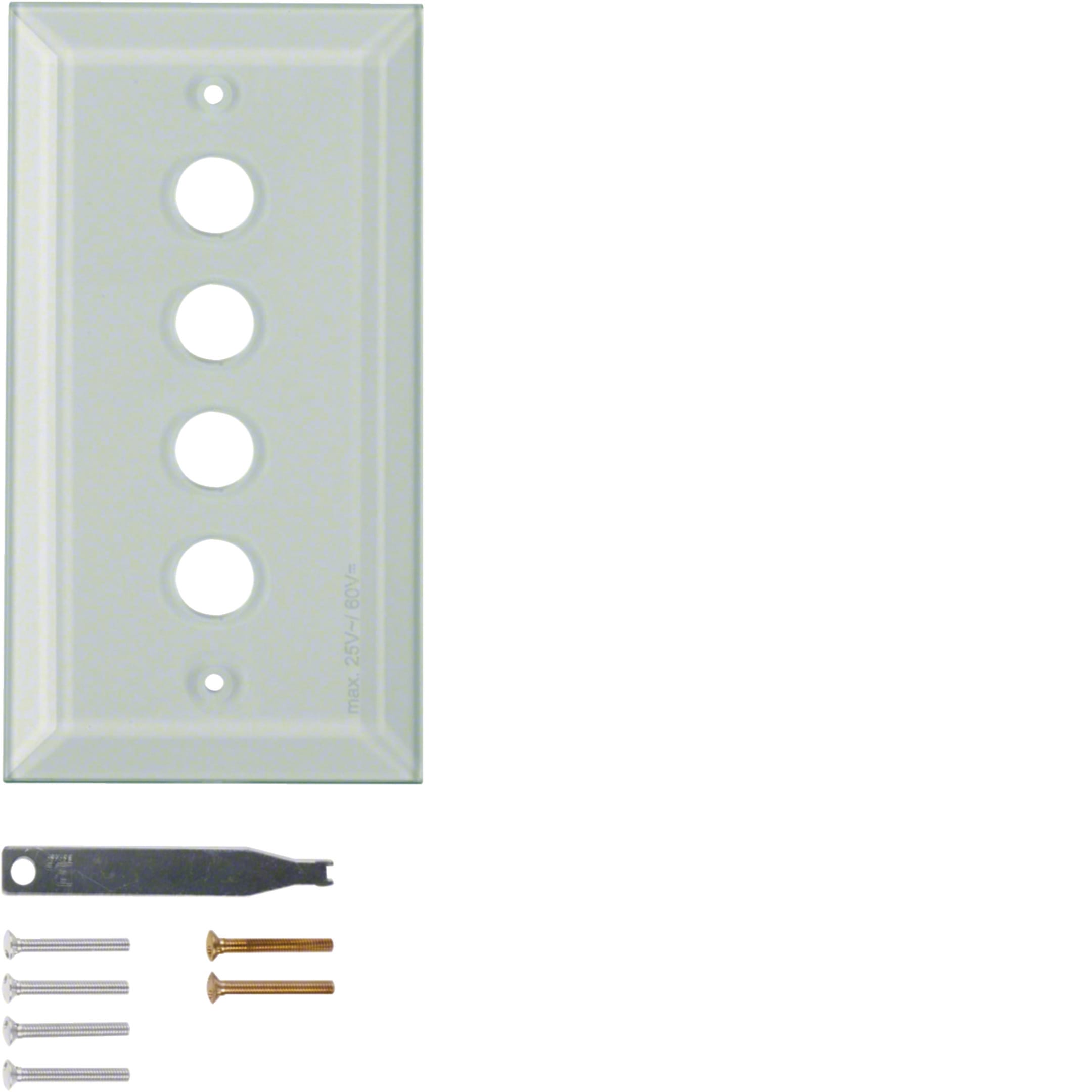HAGER BOCCHIOTTI - PLACCA VETRO 4P SMUSS SERIE TS CHIAR LUC