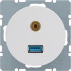 HAGER BOCCHIOTTI - Presa USB / 3,5 mm audio Berker R.1/R.3 bianco polare lucido