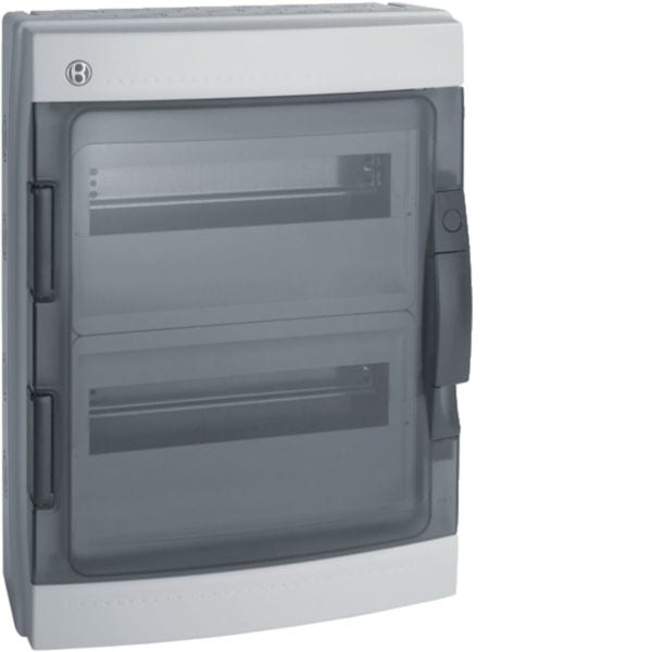 HAGER BOCCHIOTTI - Centralino 24 moduli con portella fumè Pablo IP65 grigio IP65 24 GRI B06525