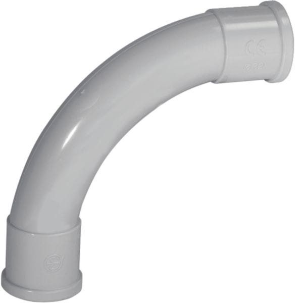 HAGER BOCCHIOTTI - Curva a 90° a stretto raggio per tubi rigidi autoestinguente IP65 grigio IPC20 B13008