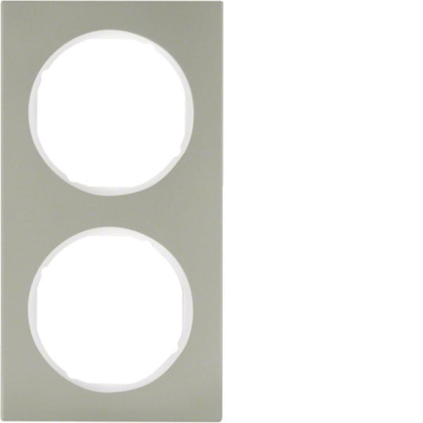 HAGER BOCCHIOTTI - Cornice doppia Berker R.3 acciaio inox/bianco polare 10122214